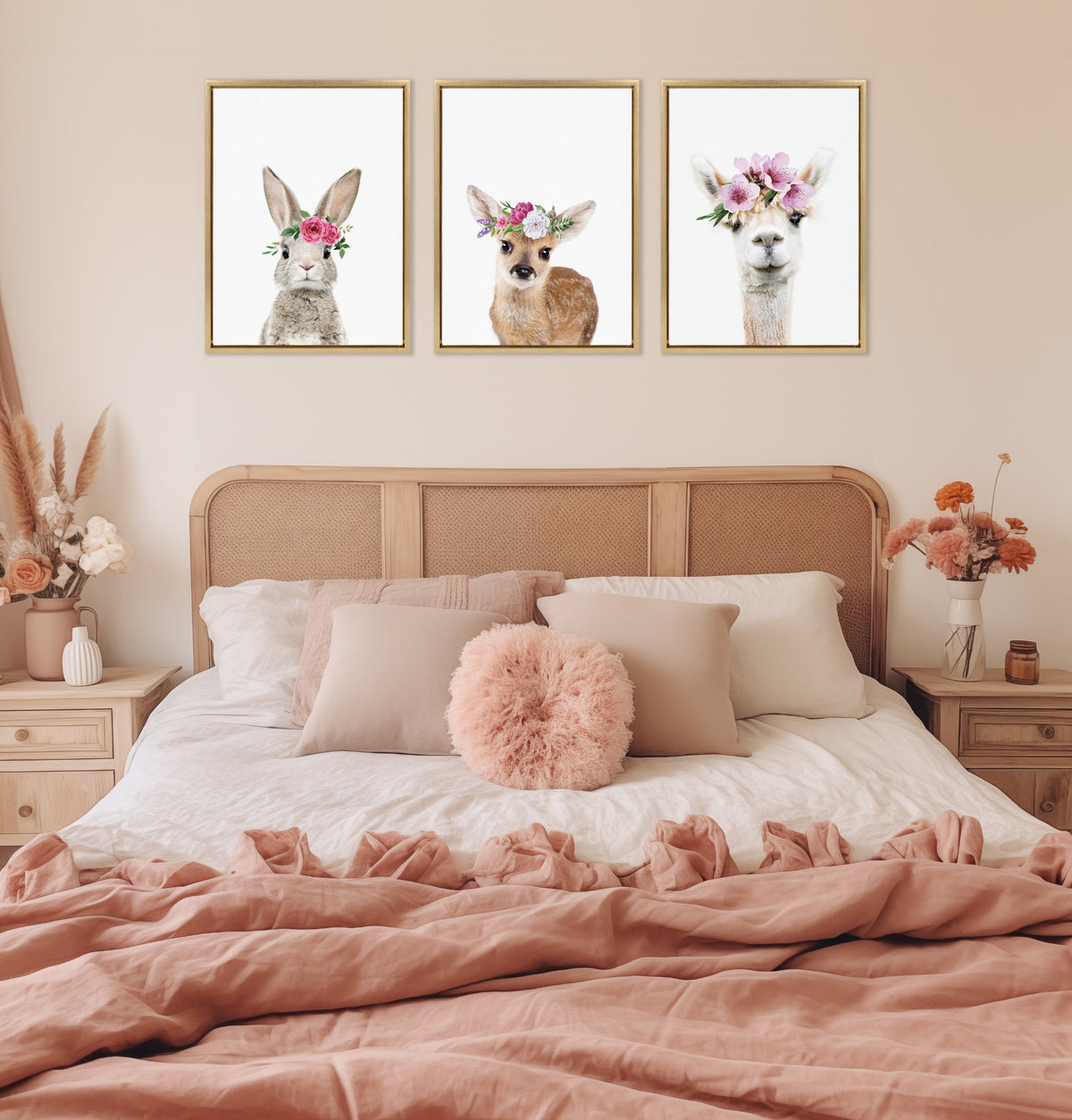 Sylvie Flower Crown Bunny Framed Canvas by Amy Peterson Art Studio