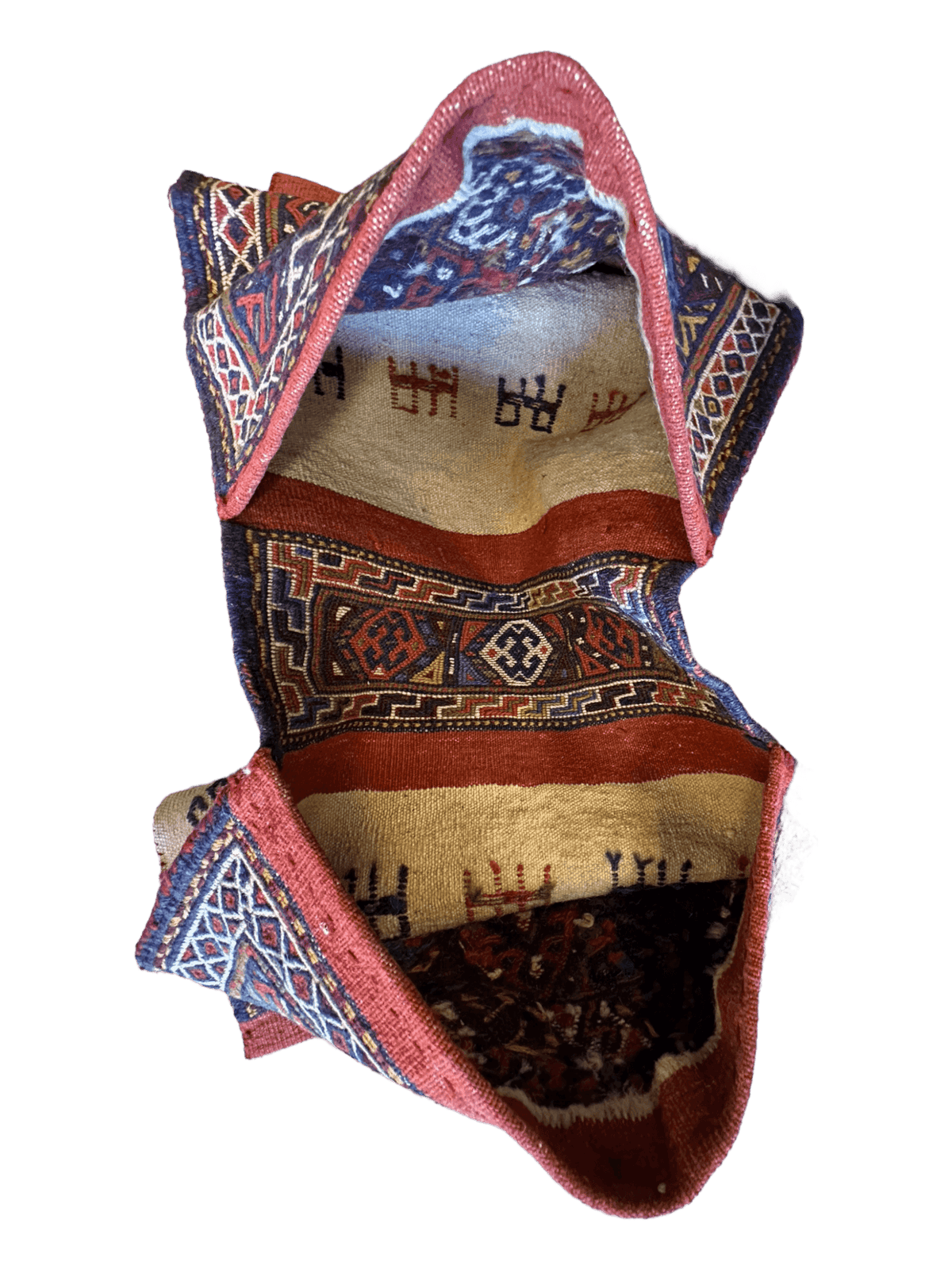 Vintage Persian Kilim Bag Face 1x4 | Navy, Ivory & Rust | Hand-Woven Wool Flatweave - Rugistan, view 4