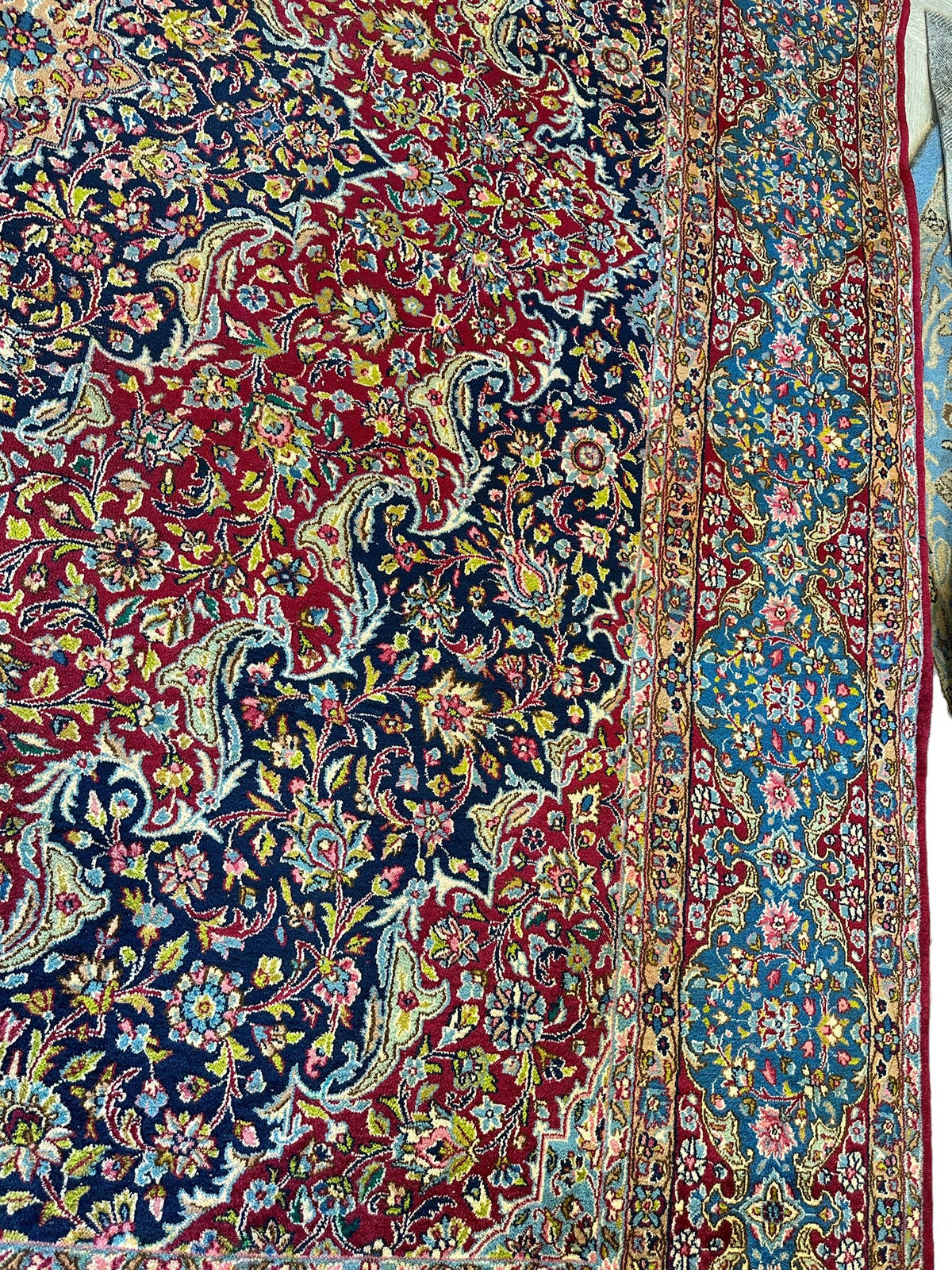 Vintage Persian Rug 10x13 | Red, Navy & Light Blue | Hand-Knotted Wool - Rugistan, view 20