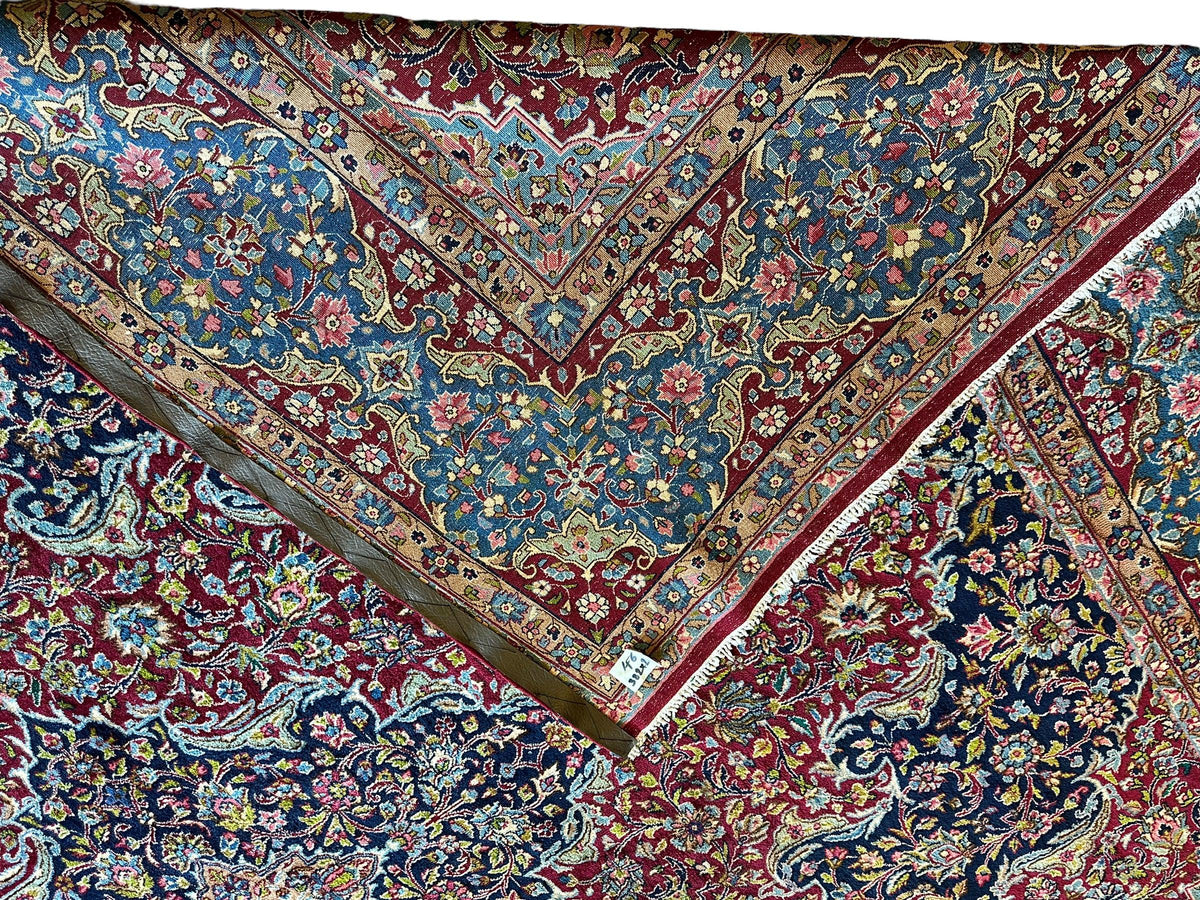 Vintage Persian Rug 10x13 | Red, Navy & Light Blue | Hand-Knotted Wool - Rugistan, view 28