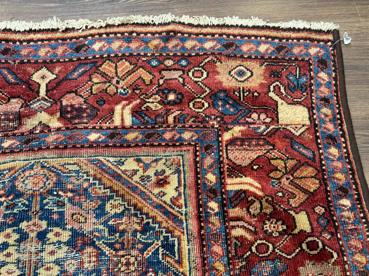 Antique Persian Rug 4x7, Blue and Red Malayer Carpet, Rare - Jewel Rugs, view 8