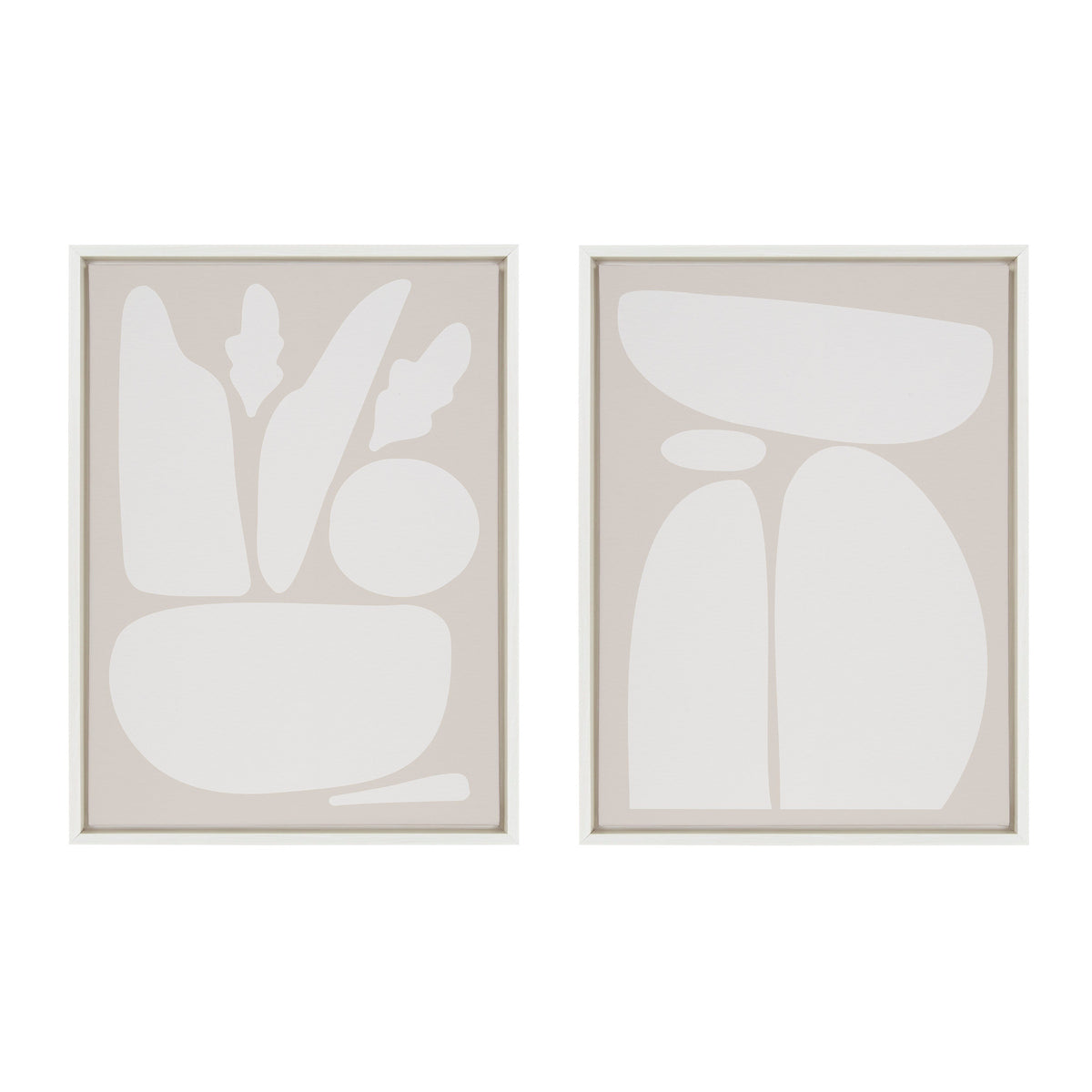 Sylvie Zen Botanical Rock Neutral Framed Canvas Set by The Creative Bunch Studio