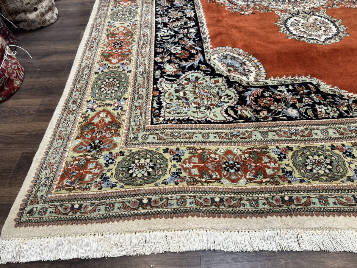 Persian Rug 11x13, Semi Open Field, Soft Wool Pile, Vintage Persian Carpet, Persian Tabriz Tabatabai - Jewel Rugs, view 8