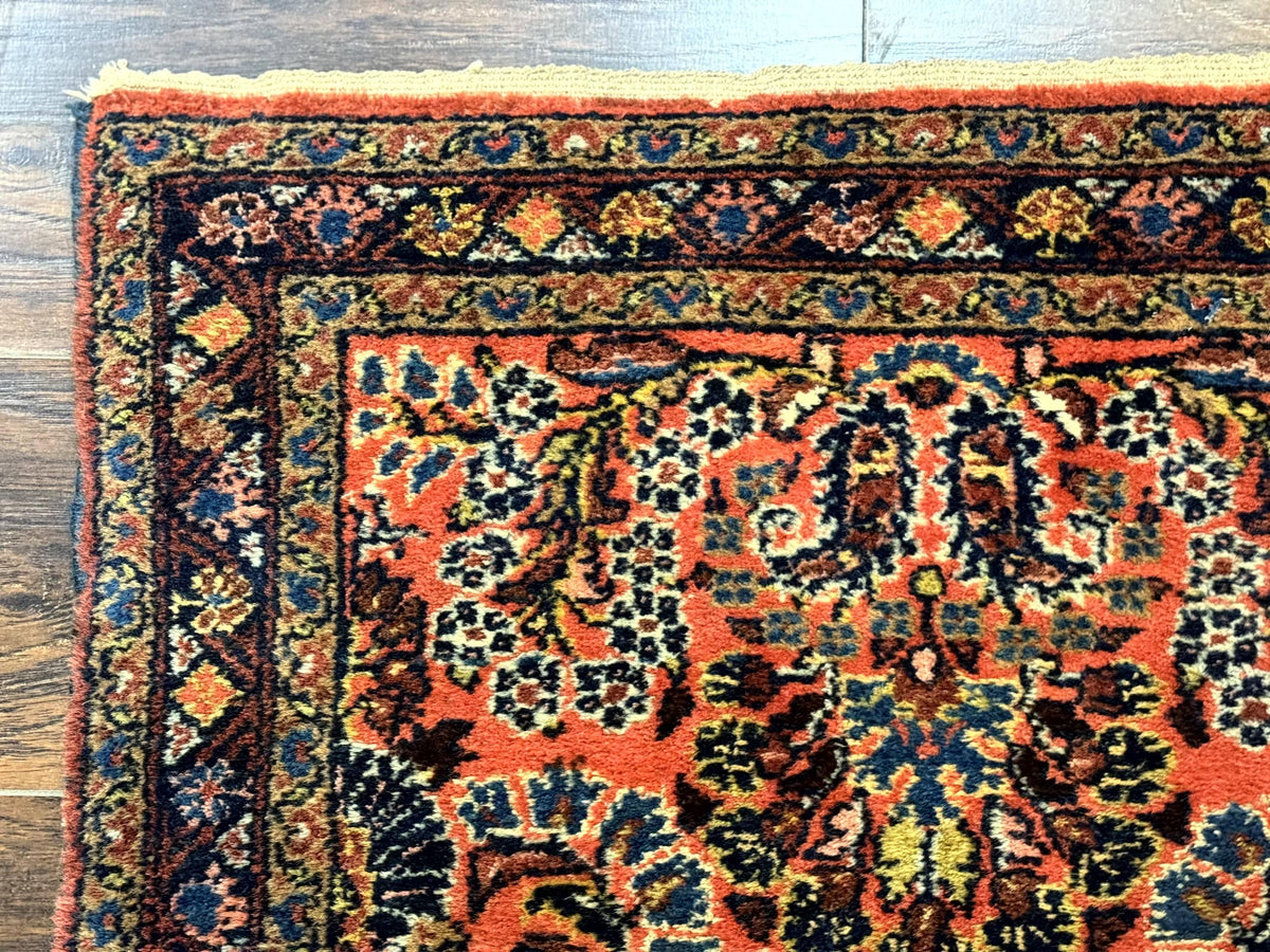 Antique Persian Lilihan Rug 2x4, Red, Floral, Wool, Handmade Lilian Persian Carpet - Jewel Rugs, view 7