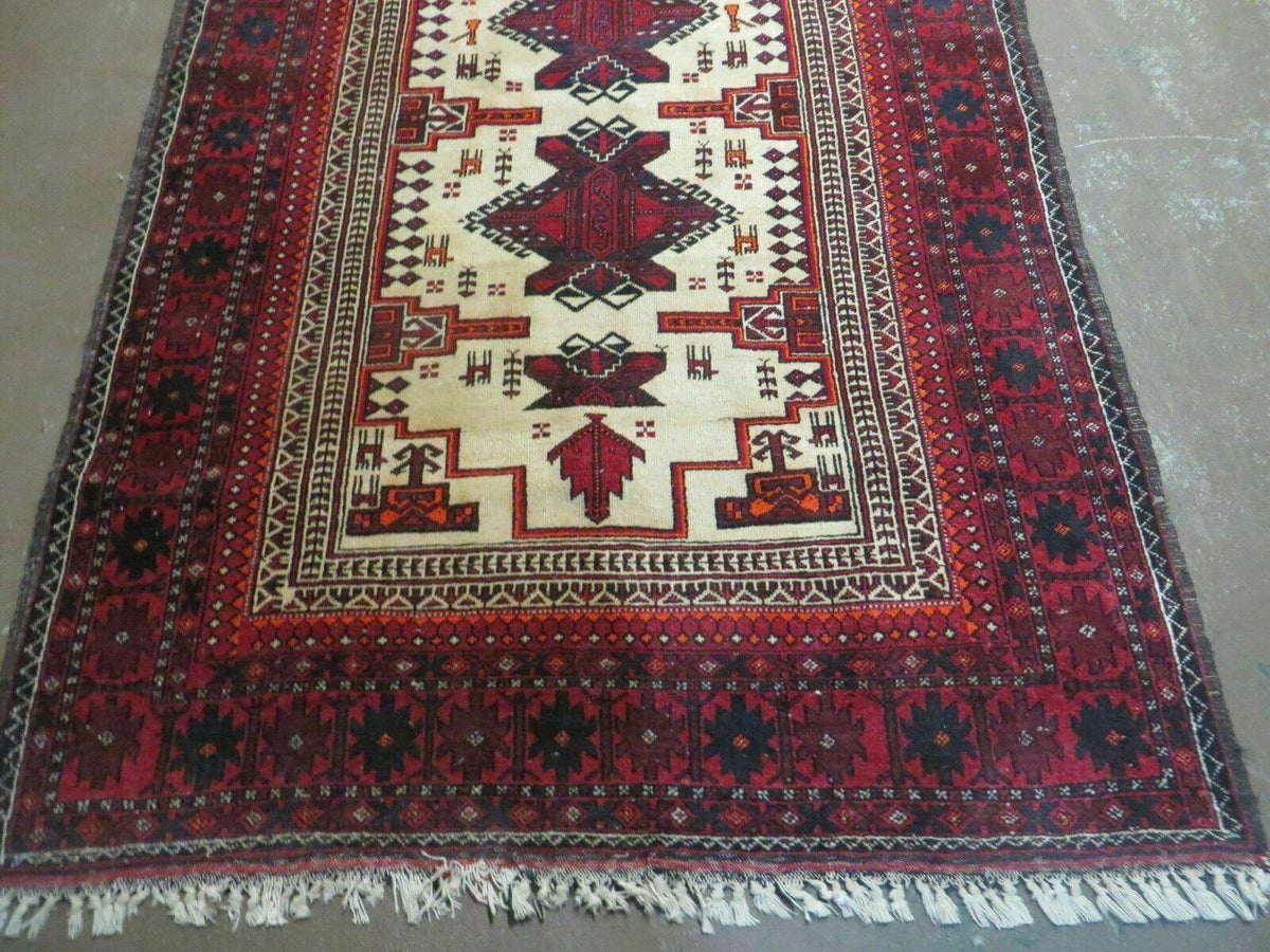 4' X 7' Vintage Handmade Pakistan Turkoman Bokhara Balouch Woven Wool Rug Nice - Jewel Rugs, view 5