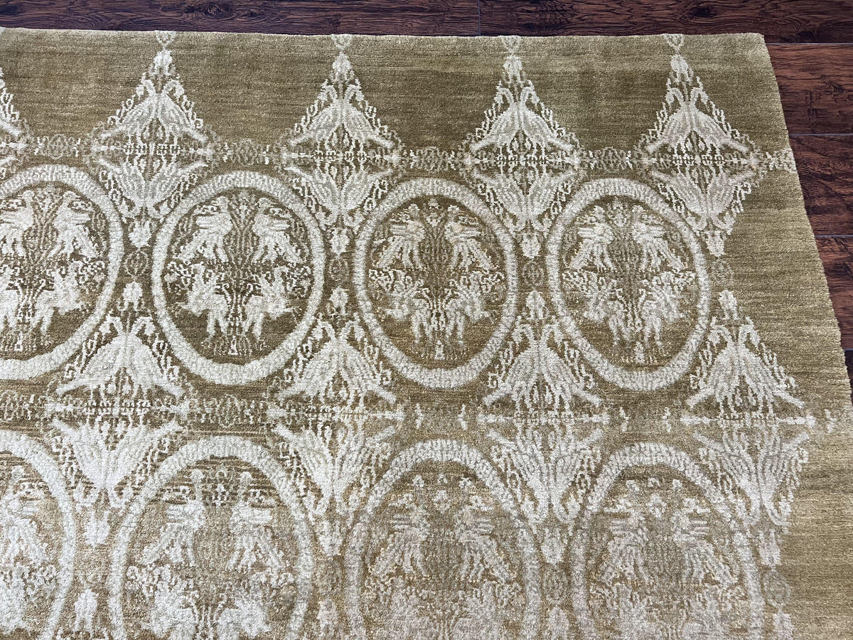 Tibetan Rug 12x15, Wool Hand Knotted Carpet, Odegard Rug, Birds, Olive Green, 12 x 15 Oversized Handmade Contemporary Area Rug, Extra Large - Jewel Rugs, view 7