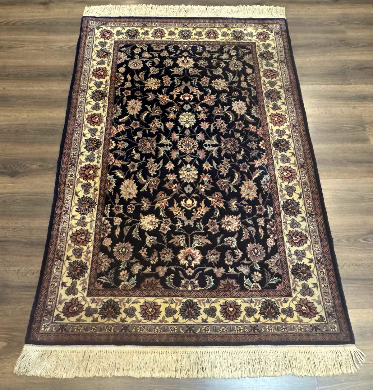 Sino Persian Rug 4x6, Navy Blue and Cream, Floral Allover Oriental Carpet - Jewel Rugs, view 2