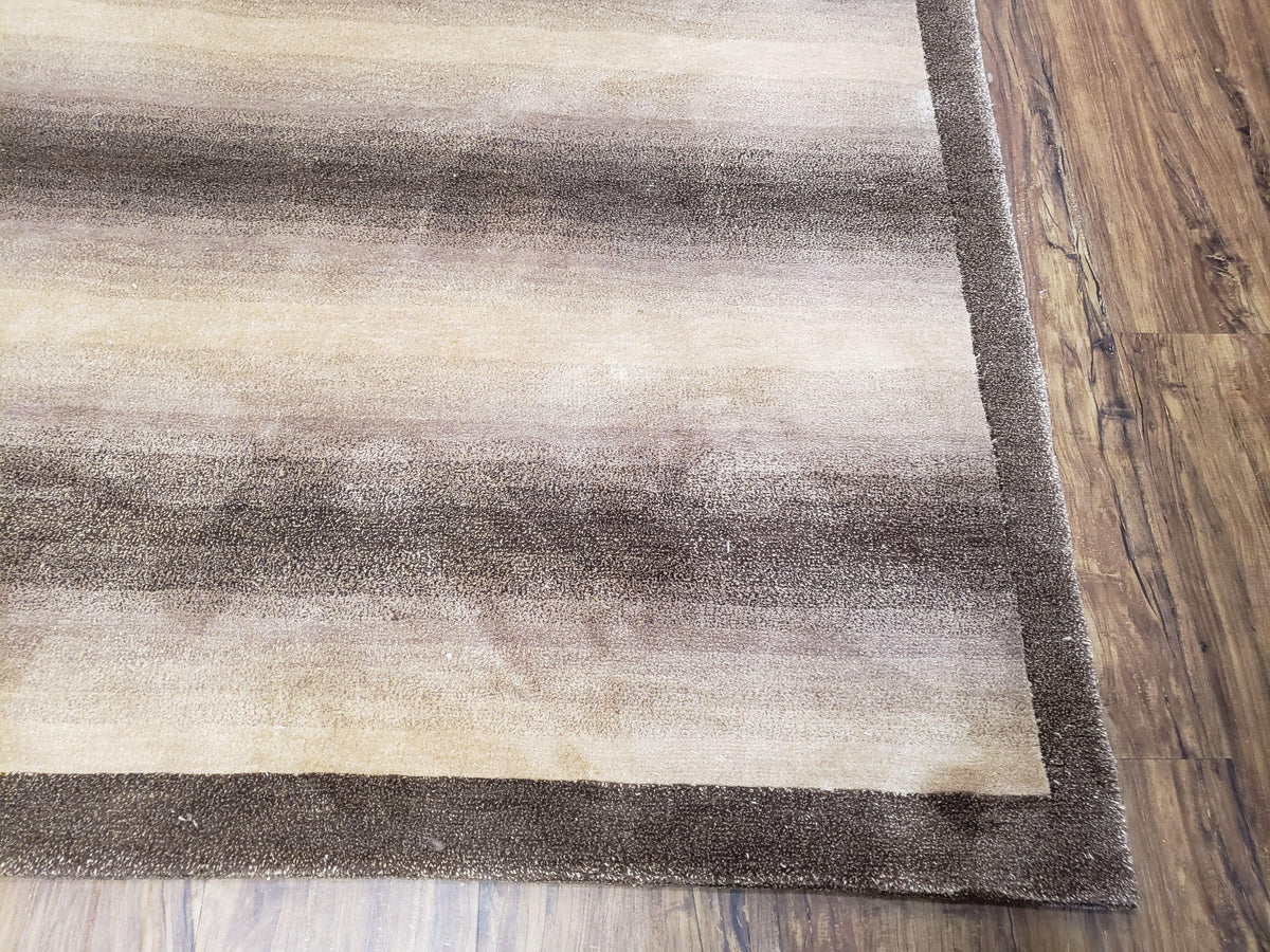 Vintage Safavieh Tibetan Indian Rug 6x9, Nepal Rug, Handmade, Striped Rug, Brown & Beige, 6x9 Oriental Carpet, Wool, Soft - Jewel Rugs, view 9