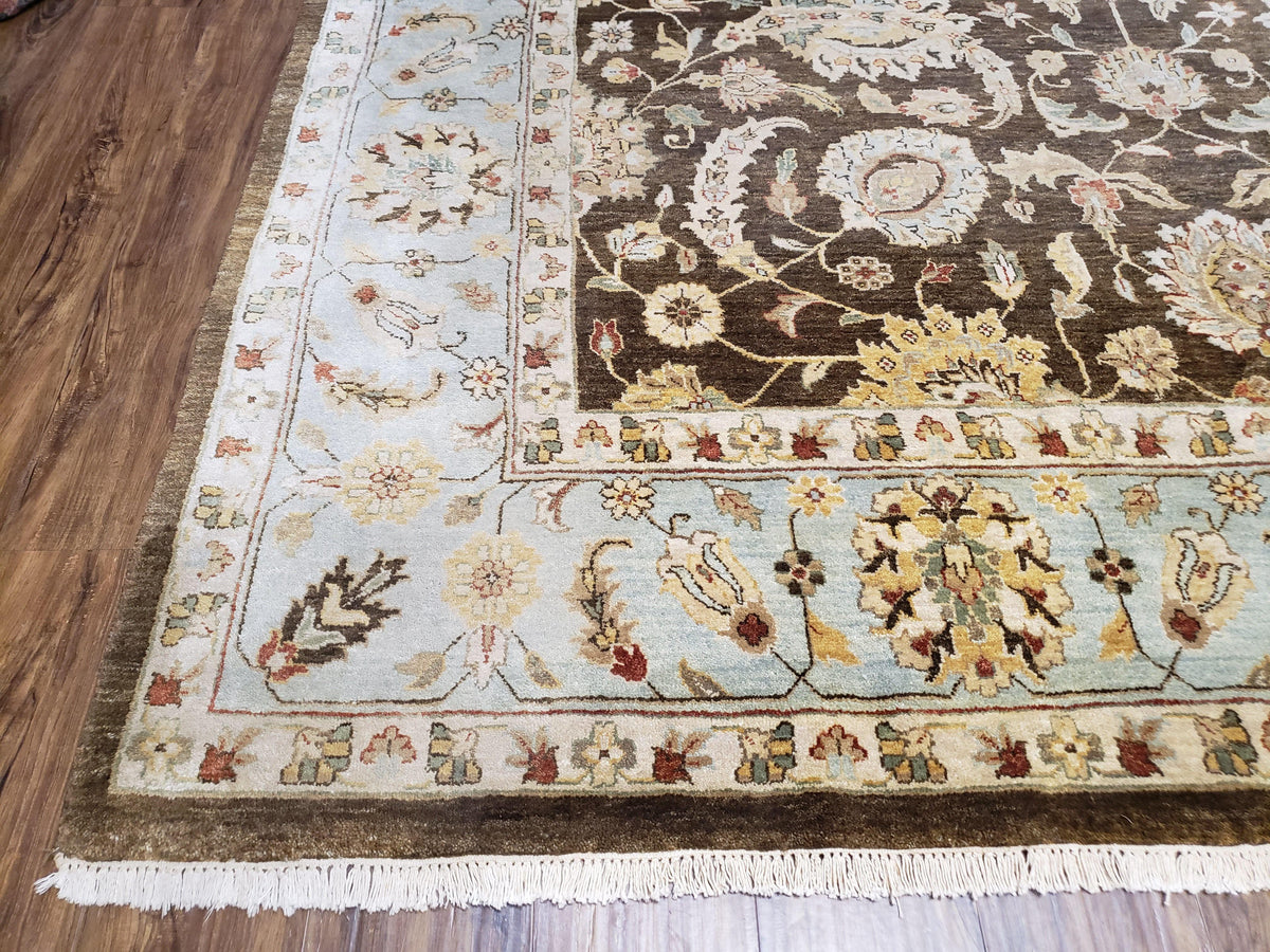 9x12 Vintage Handmade Wool Rug Carpet Indo Mahal Oushak Nice Brown Blue - Jewel Rugs, view 8
