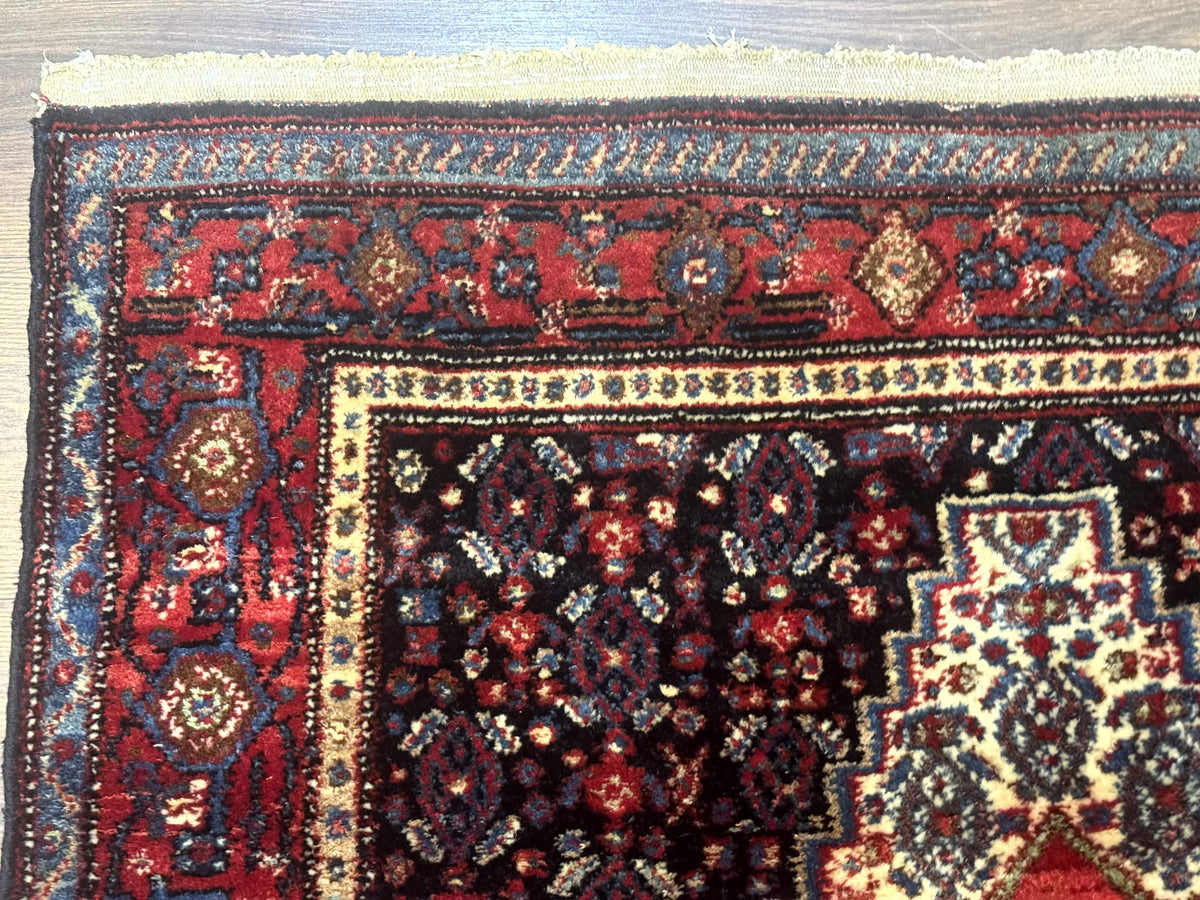 Antique Persian Kurdish Senneh Rug 4x5 Tribal Carpet Wool Geometric Medallion - Jewel Rugs, view 7