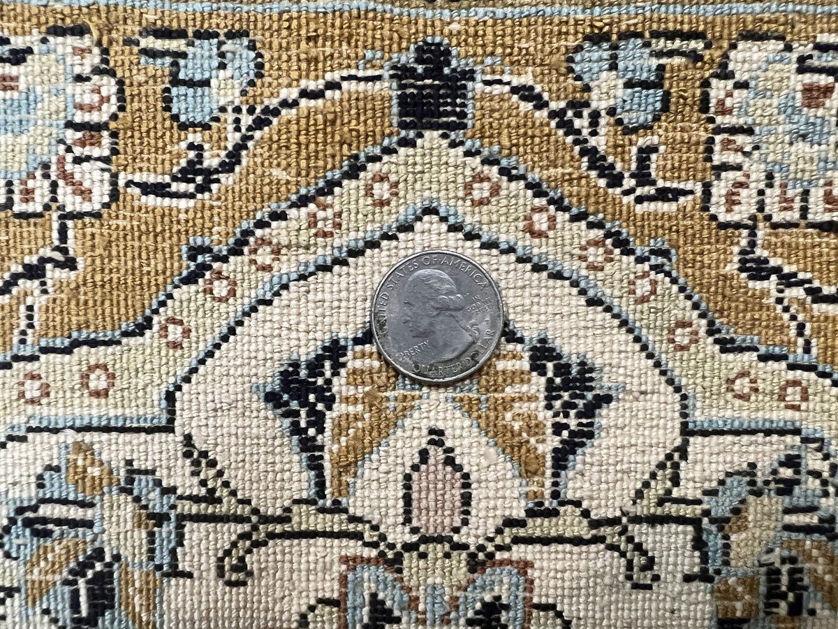 Persian Qum Silk Rug 3.5 x 5.5, Floral Medallion, Very Fine 350 KPSI, Handmade Silk on Silk Rug, Vintage - Jewel Rugs, view 11