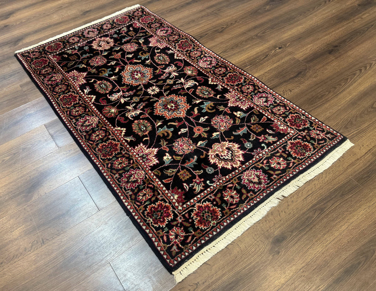 Indo Persian Sarouk Rug 3x5, Black Traditional Oriental Carpet - Jewel Rugs, view 13
