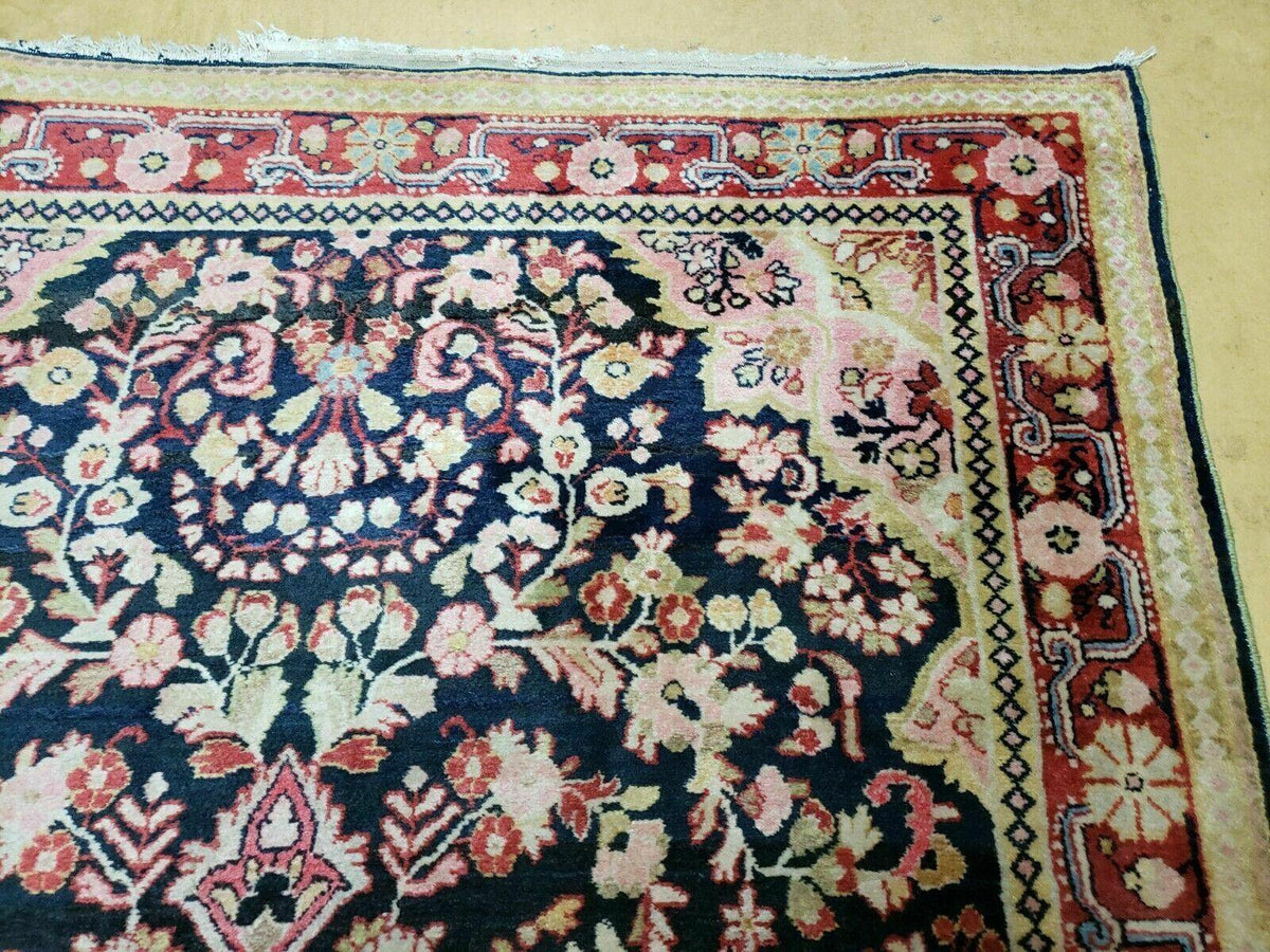 4' X 6' Antique Handmade India Floral Oriental Wool Rug Carpet Organic Blue - Jewel Rugs, view 7