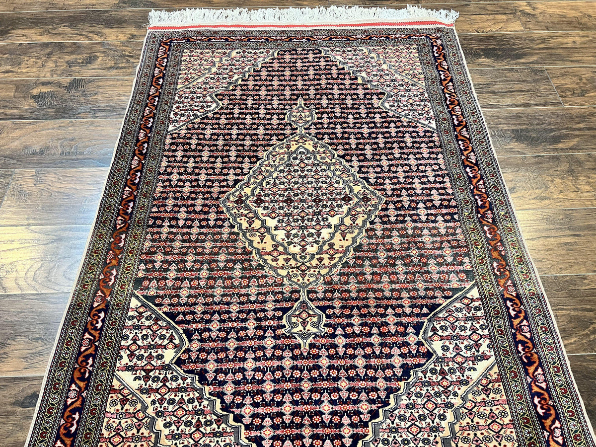 Afghan Rug 4x5, Wool with Silk Highlights, Very Fine Hand Knotted Vintage Oriental Carpet, Herati Pattern, Persian Rug, Bidjar Rug, 400 KPSI - Jewel Rugs, view 2