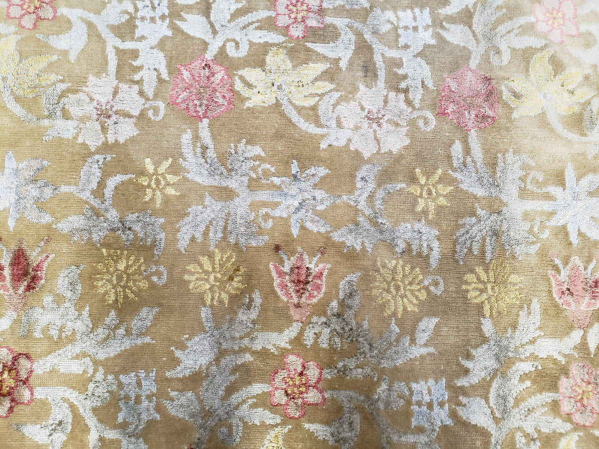 Modern Tibetan Rug 6x9, Wool and Silk Tibetan Rug, Handmade Tibetan Rug, Silk Flowers, Contemporary Rug, Soft Rug, Tibetan Area Rug, Tan - Jewel Rugs, view 5