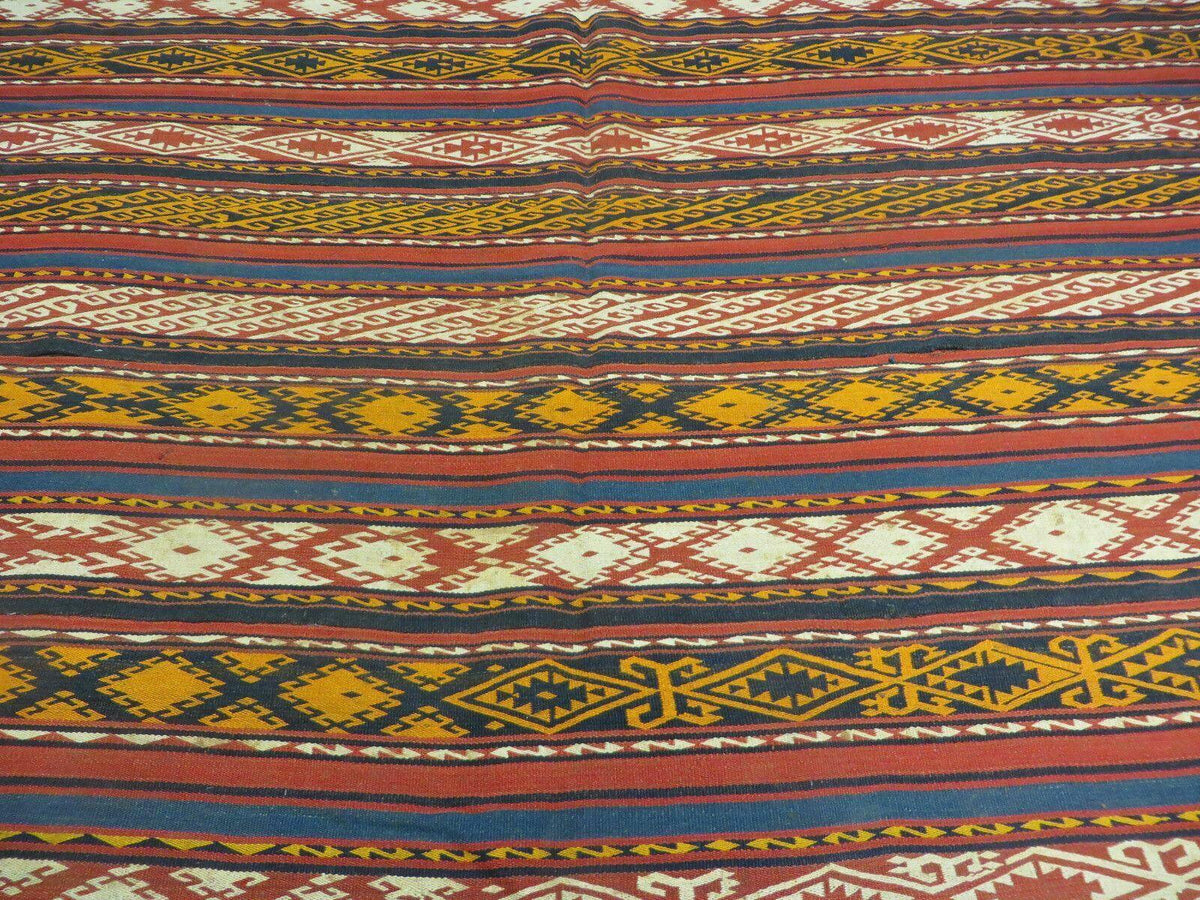 6' X 10' Antique 1930 Turkish Jajim Kilim Handmade Flat Weave Wool Rug Veg Dye - Jewel Rugs, view 5