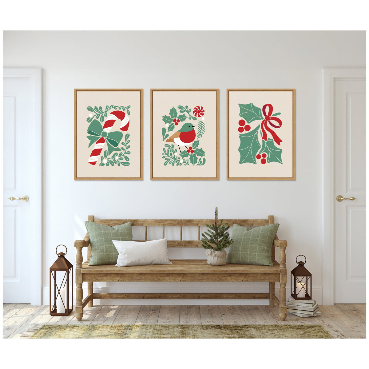 Sylvie Christmas Icons - 3 Piece Framed Canvas Art Set by Dominique Vari