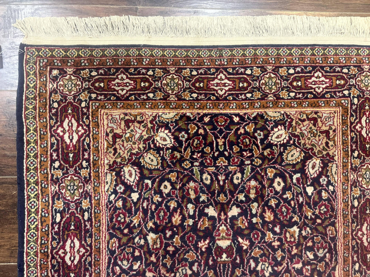 Indo Kashmiri Rug 3x5, Navy Blue, Very Fine 400 KPSI, Pair B - Jewel Rugs, view 7