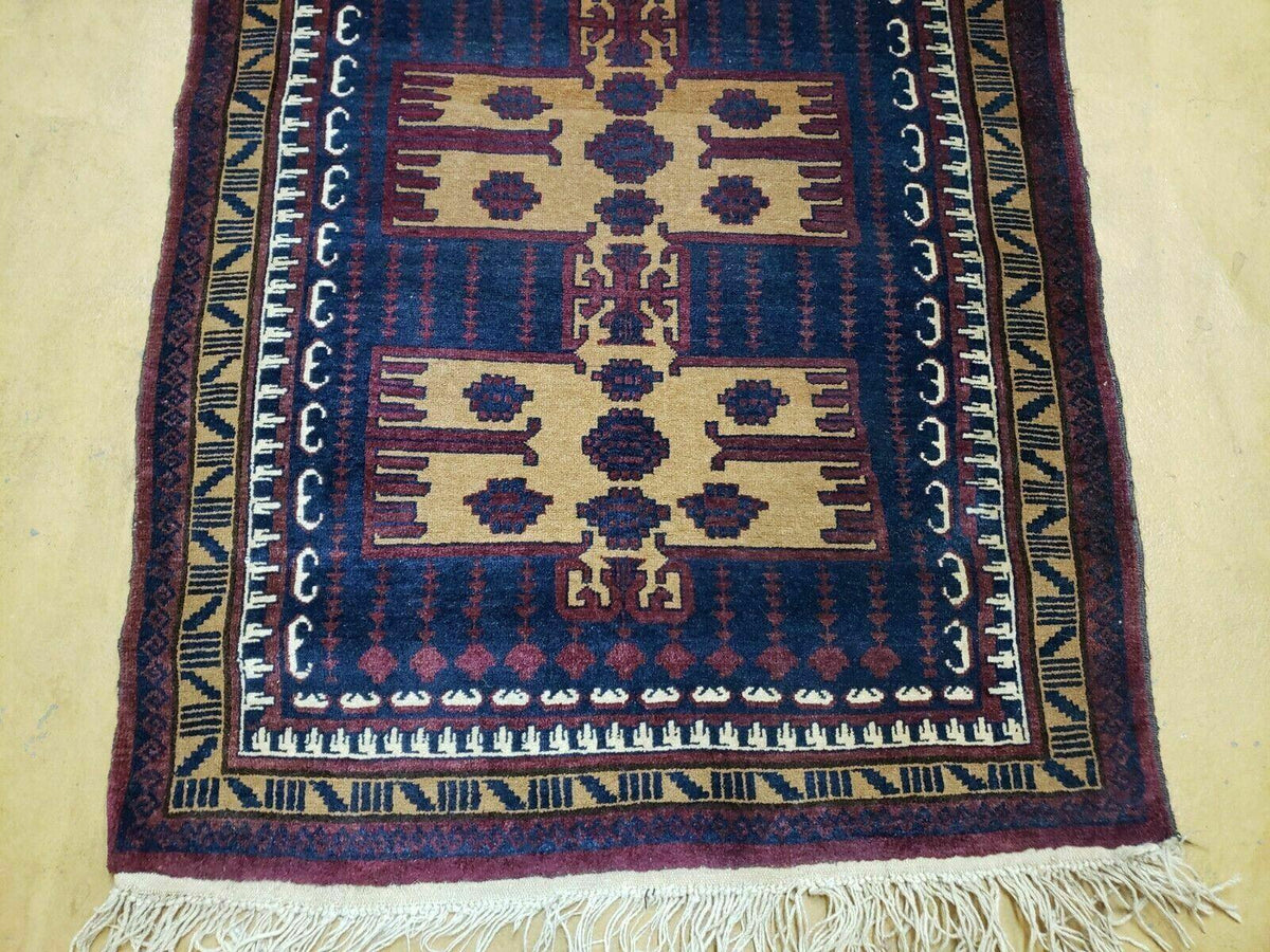 3' X 4' Vintage Handmade Balouchi Balouch Tribal Wool Rug Nice - Jewel Rugs, view 4