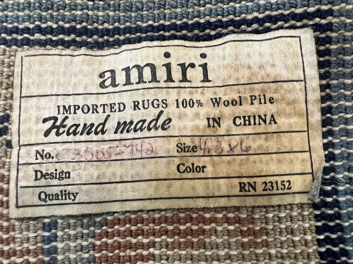 Chinese Peking Rug 4x6, Wool Hand Knotted Handmade Vintage Semi Antique Carpet, Semi Open Field, Light Peach & Navy Blue, Art Deco Rug - Jewel Rugs, view 11