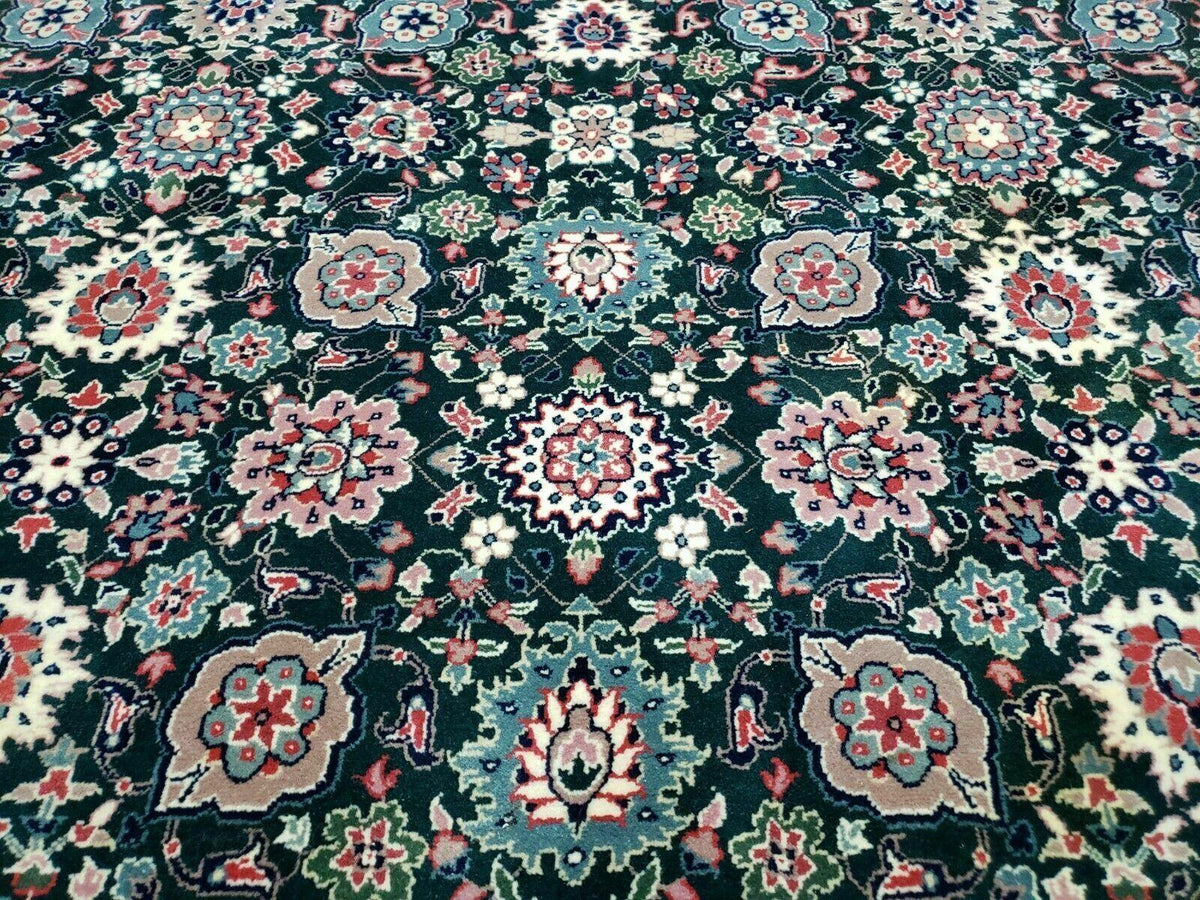 8' X 10' Handmade Indian Oriental Wool Rug Carpet Organic Dye Forest Green Nice - Jewel Rugs, view 4
