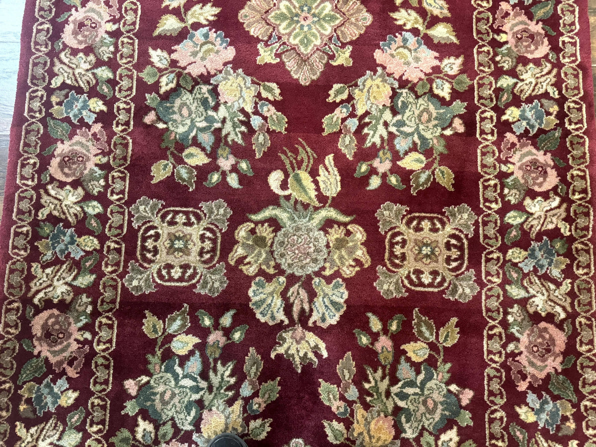 Indo Persian Kerman Rug 4x6, Burgundy, Floral - Jewel Rugs, view 5