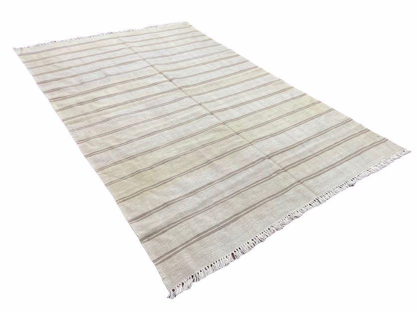 5x8 Turkish Kilim Rug, Flatweave Carpet, Striped Blanket, Southwestern Design, New, Gray, Wool, High Quality, Hand-Knotted - Jewel Rugs, view 3