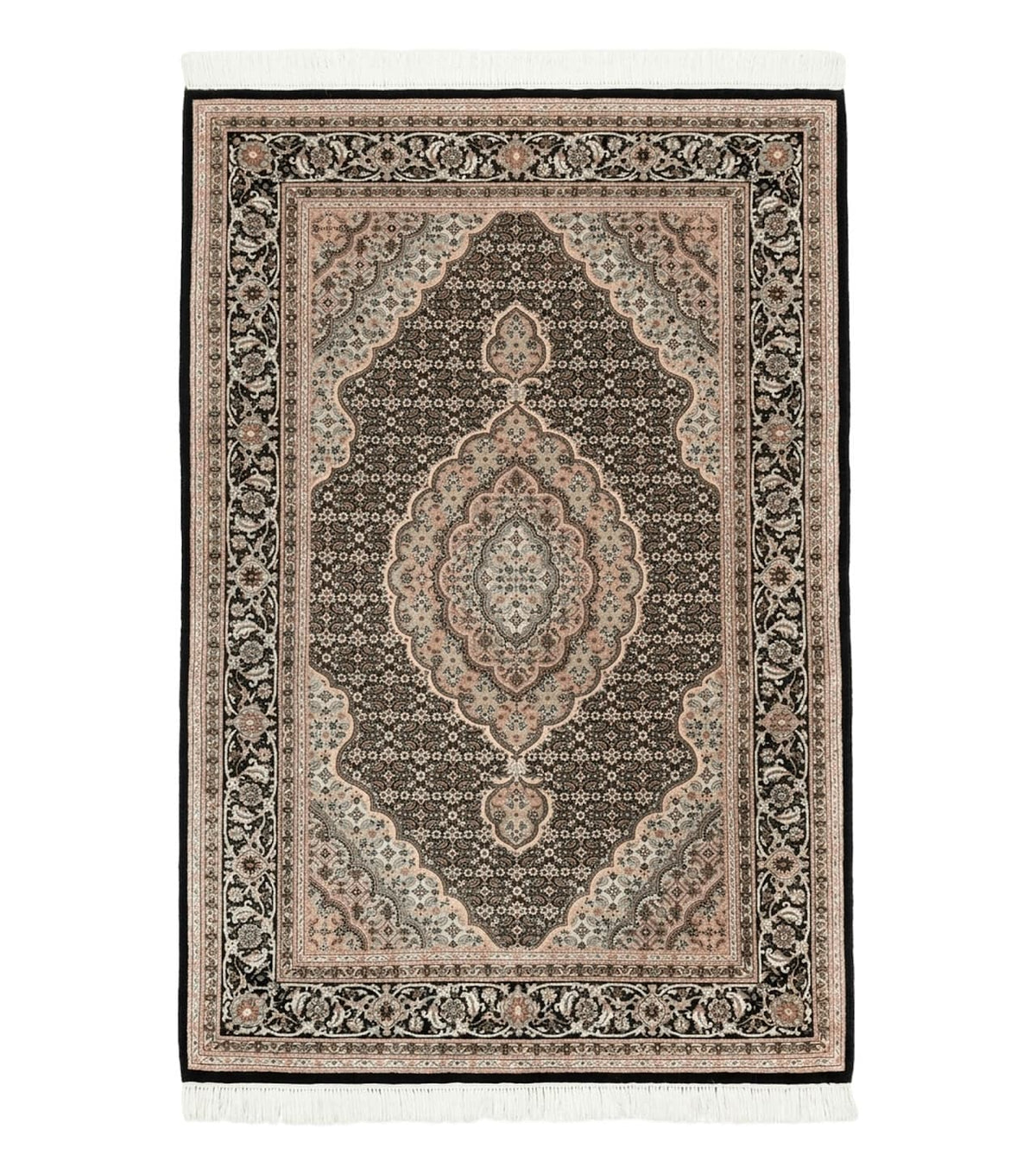 Sino Persian Rug 4x6, Fine Hand Knotted Carpet, Black, Wool, Vintage Rug 4 x 6, Herati Mahi, 300 KPSI - Jewel Rugs