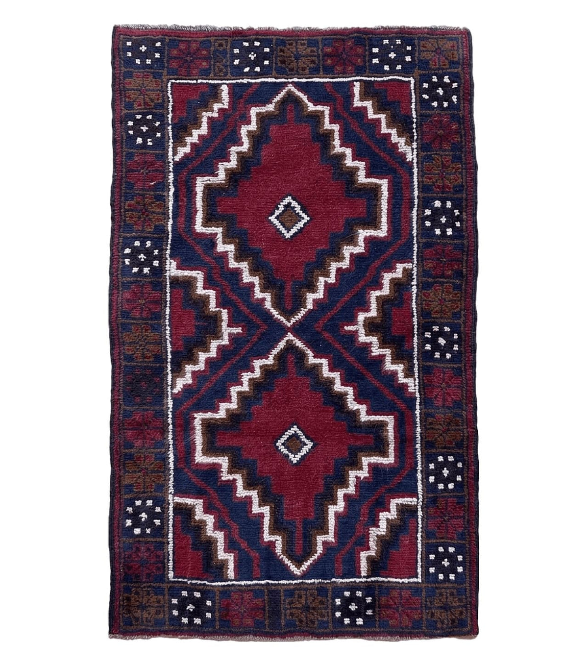 3 X 5 Vintage Handmade Tribal Wool Rug Balouchi Rug Afghan Rug Red Beige Nice - Jewel Rugs