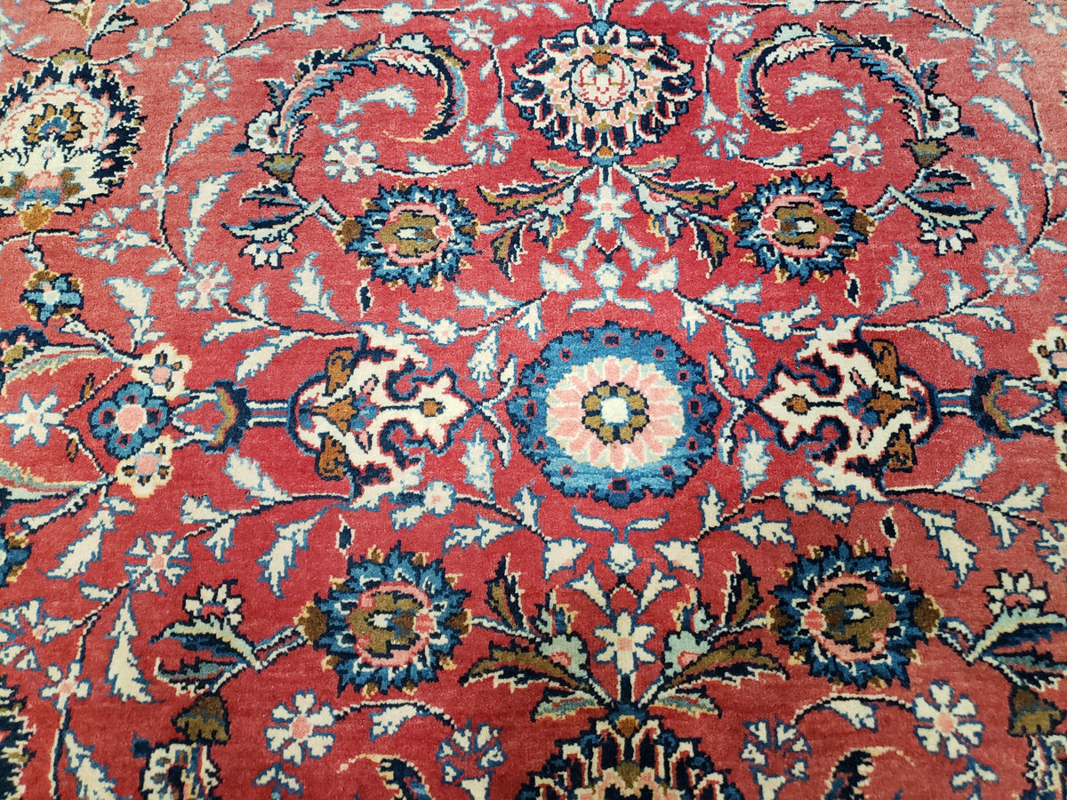 Semi Antique Persian Kashan Rug, Red & Beige, Hand-Knotted, Wool, 4'7" x 6' 6", Pair B - Jewel Rugs, view 4
