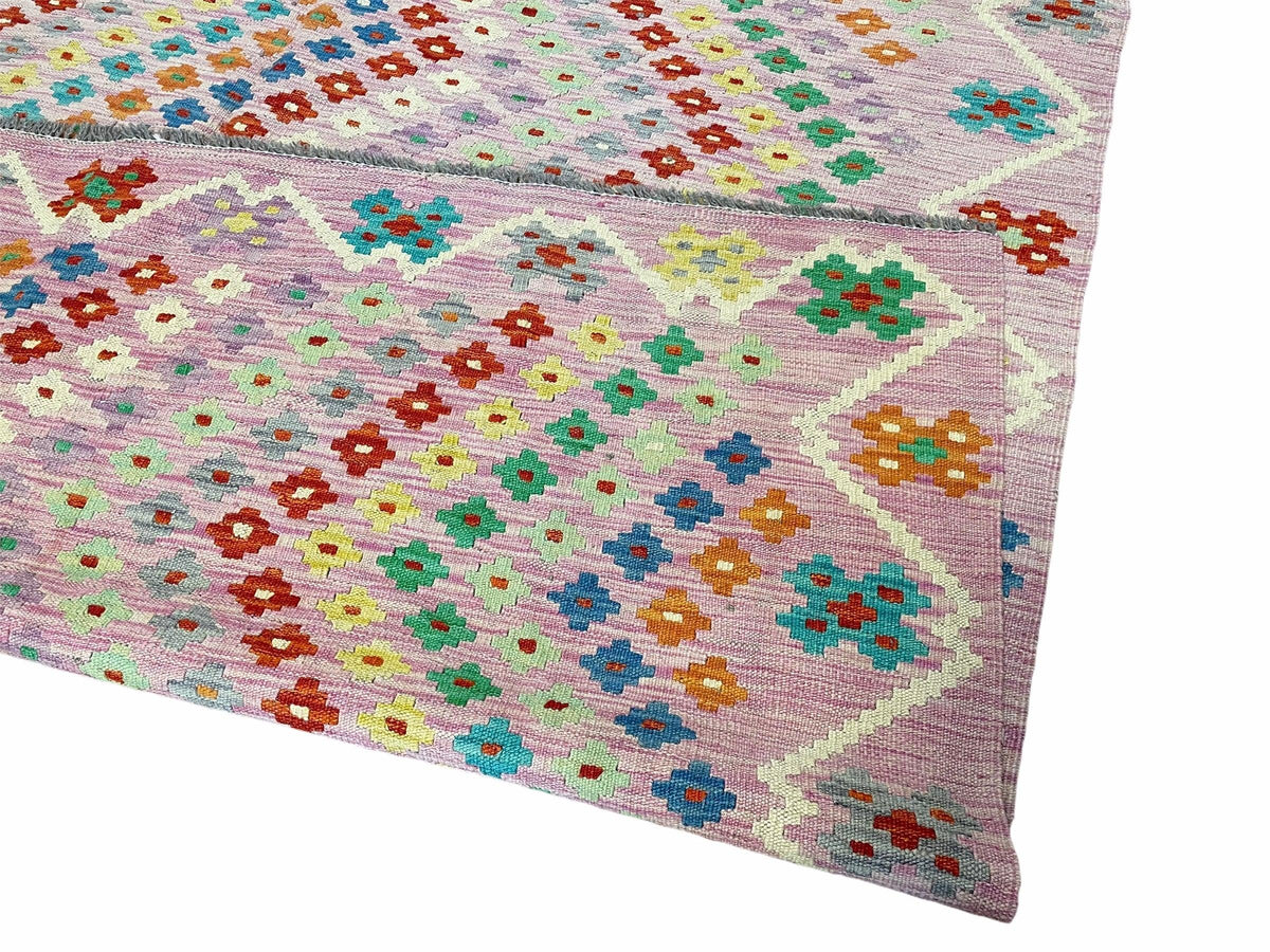 Pink Kilim Rug 6x8 Colorful Turkish Kilim Rug 6 x 8 Flat Weave Kilim Playful Kilim Multicolor Anatolian Chobi New Kilim - Jewel Rugs, view 11
