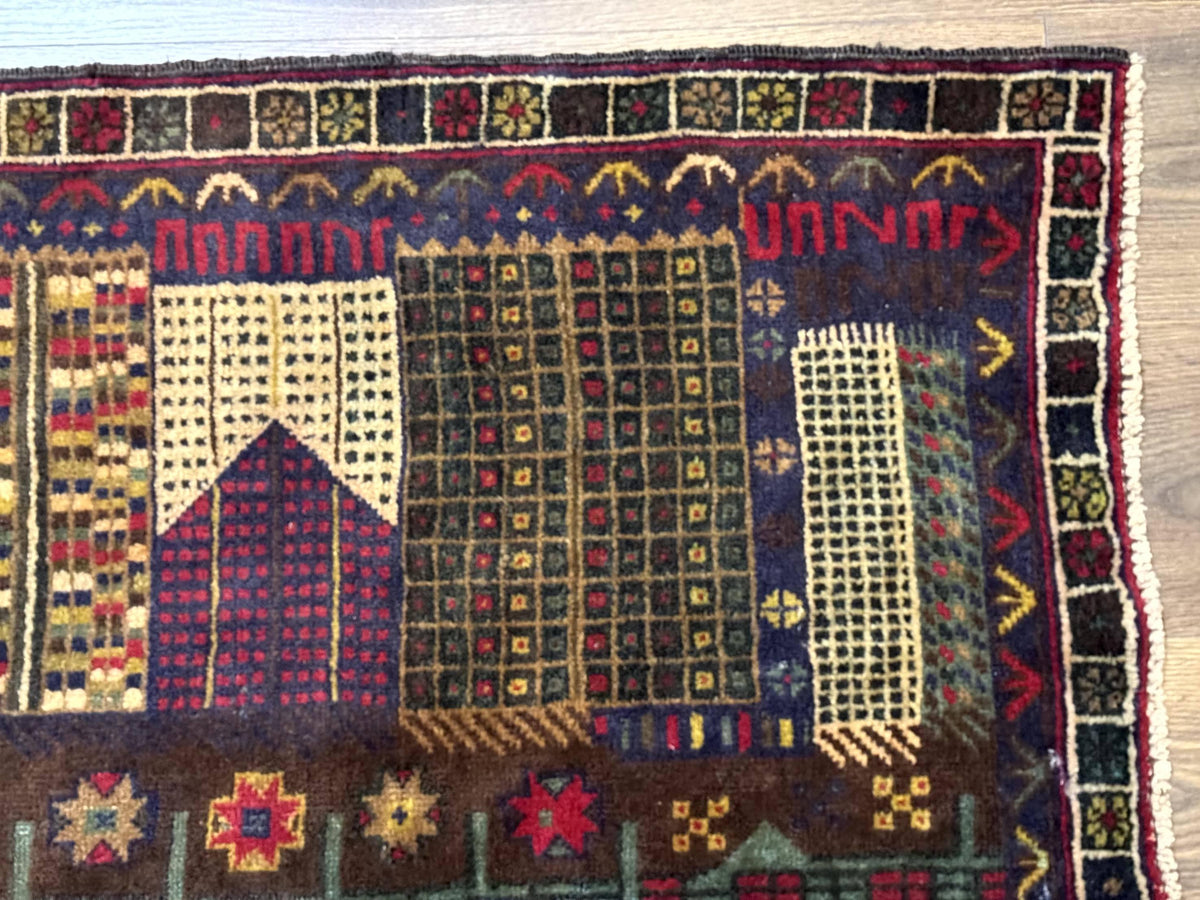 Balouch Rug 3x5, Afghan Carpet, City Pictorial - Jewel Rugs, view 7