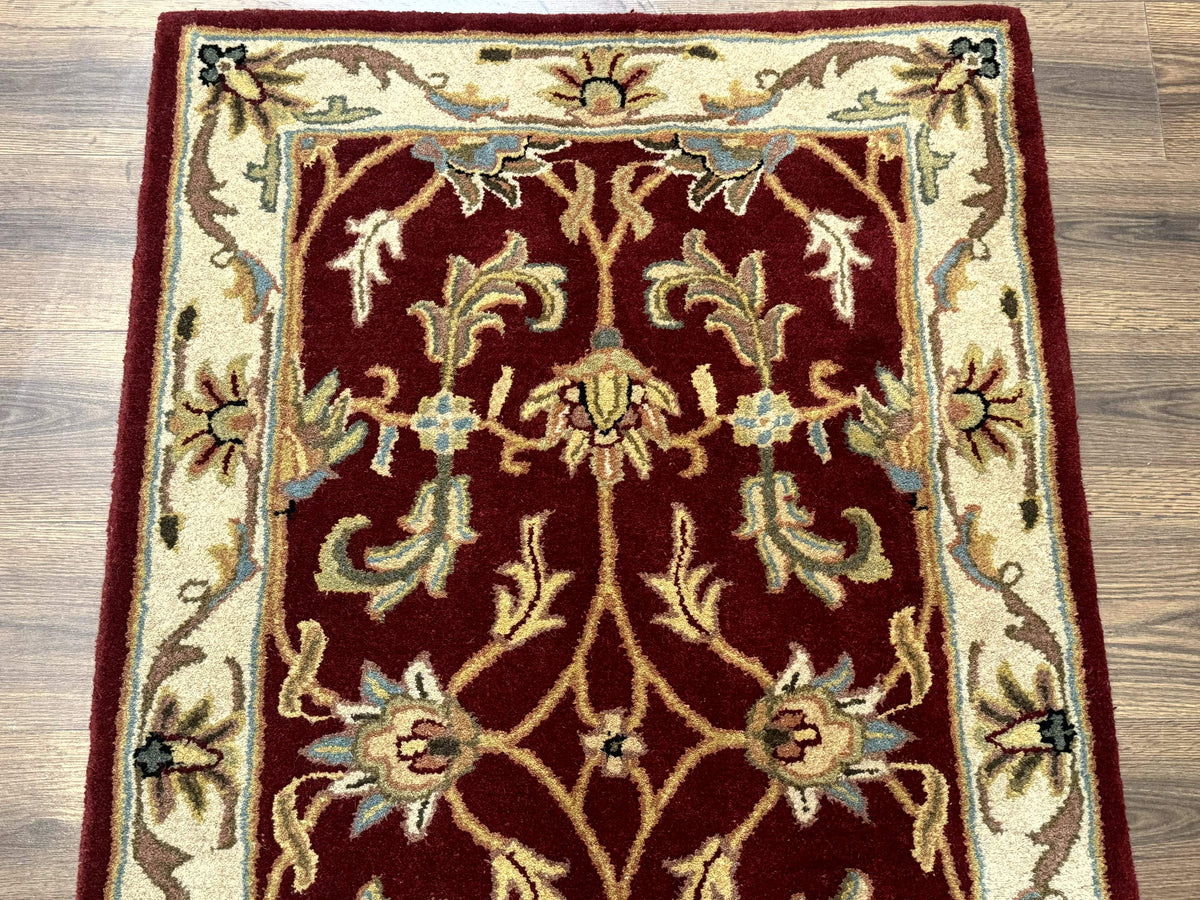 Small Floral Wool Rug 3x5, Safavieh Heritage Collection, Dark Red, Pair B - Jewel Rugs, view 4