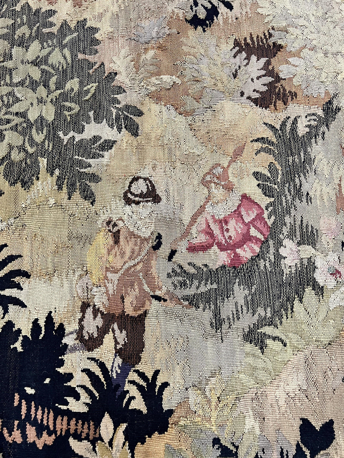 Antique French Tapestry 6x5 ft, European Handmade Wool Aubusson Weave Vintage Tapestry - Jewel Rugs, view 11