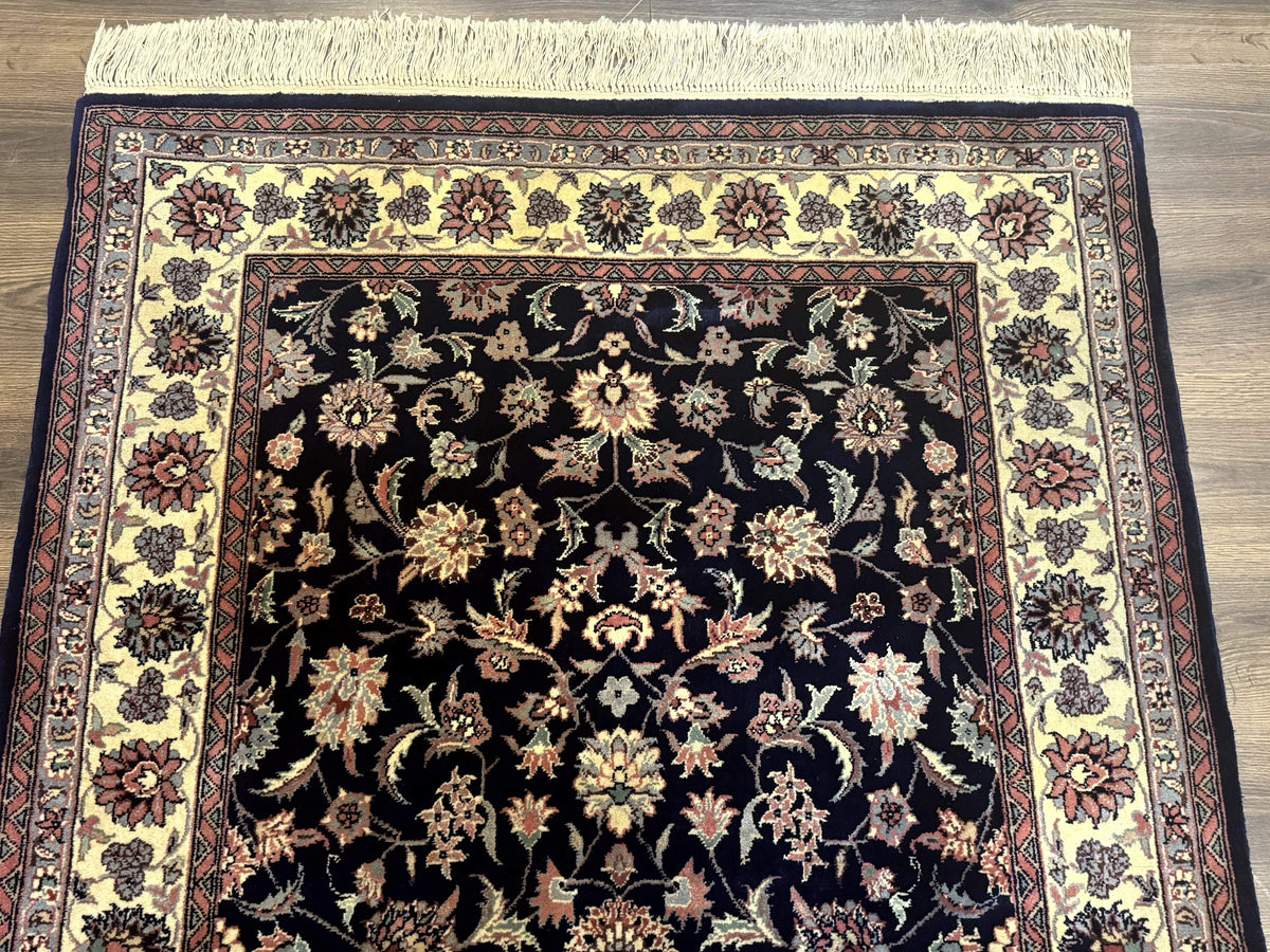 Sino Persian Rug 4x6, Navy Blue and Cream, Floral Allover Oriental Carpet - Jewel Rugs, view 3