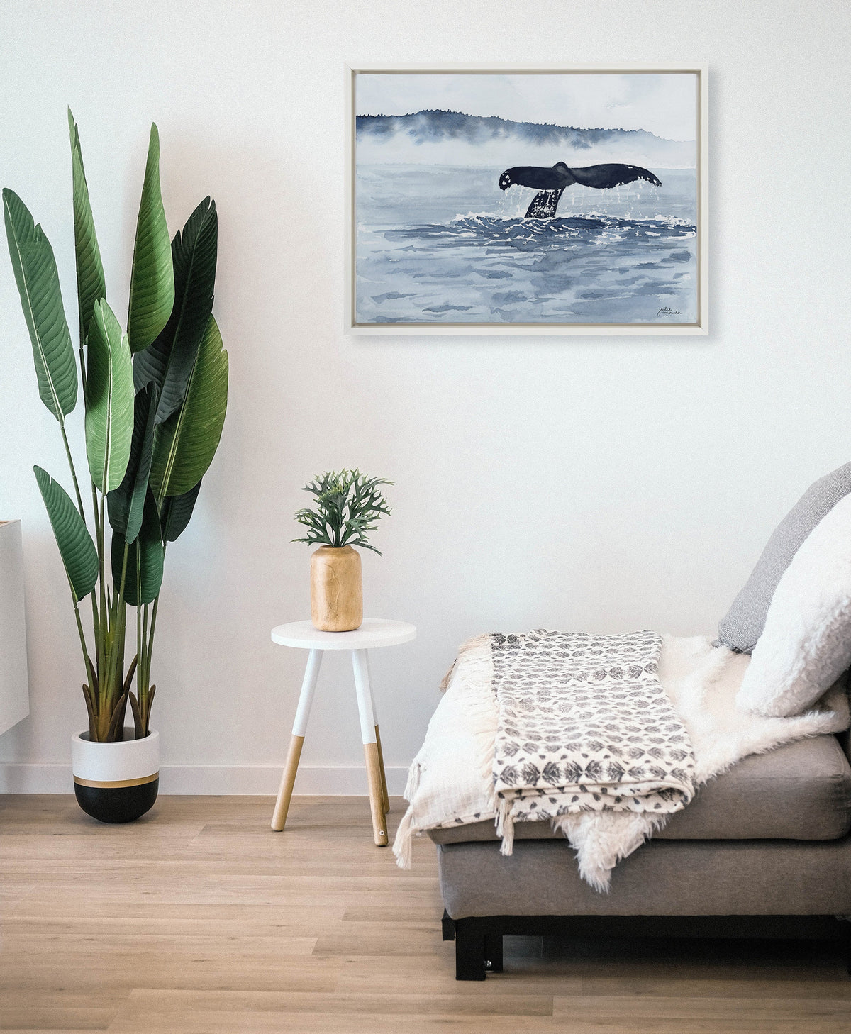 Sylvie Whale Watching Framed Canvas by Julie Maida