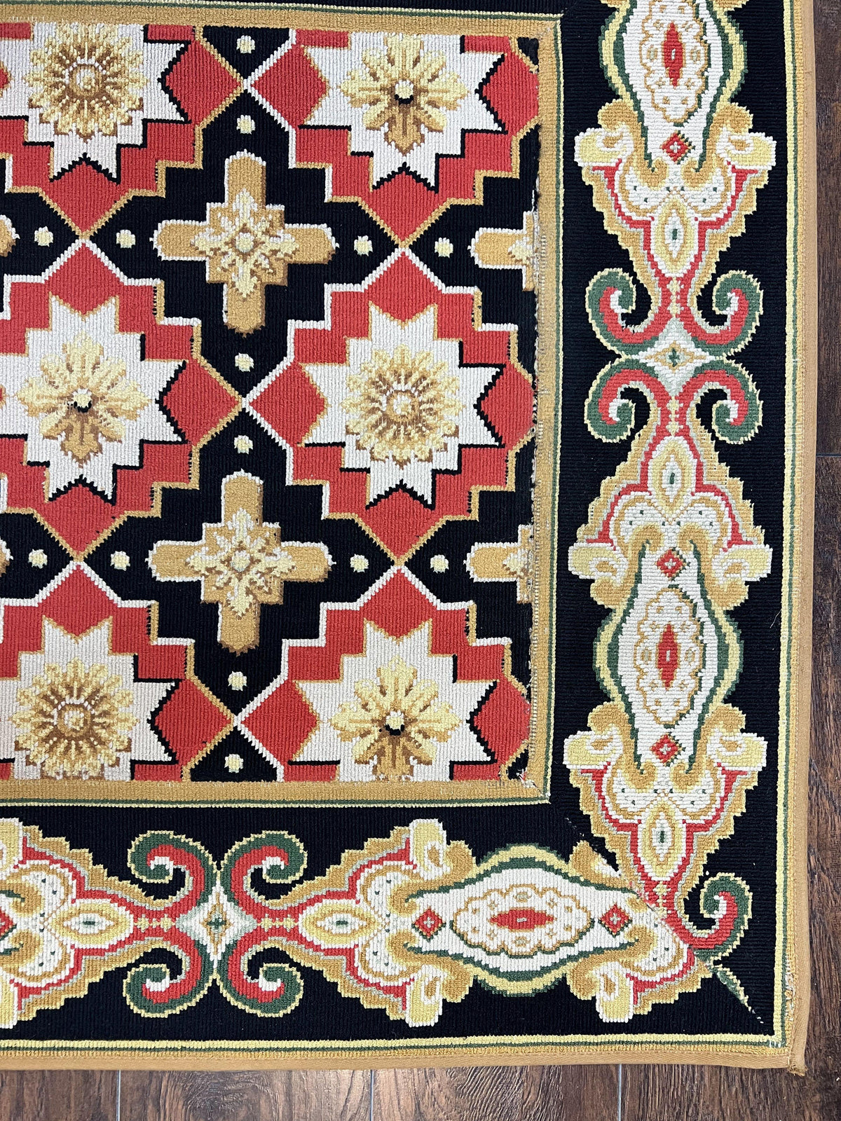 Vintage Runner Rug 3.5 x 14, Long Runner Rug, Stark Custom Made Carpet, European Design, Red Black Ivory Tan, Long Rug for Hallway - Jewel Rugs, view 10