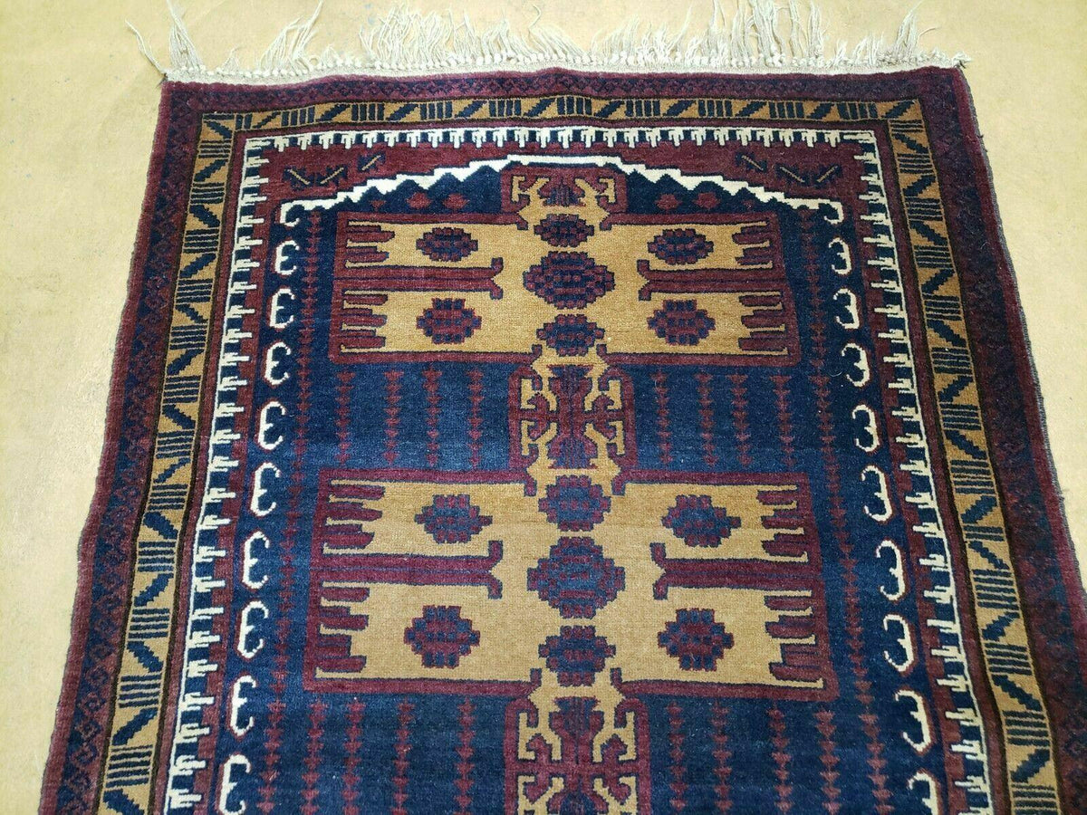 3' X 4' Vintage Handmade Balouchi Balouch Tribal Wool Rug Nice - Jewel Rugs, view 3