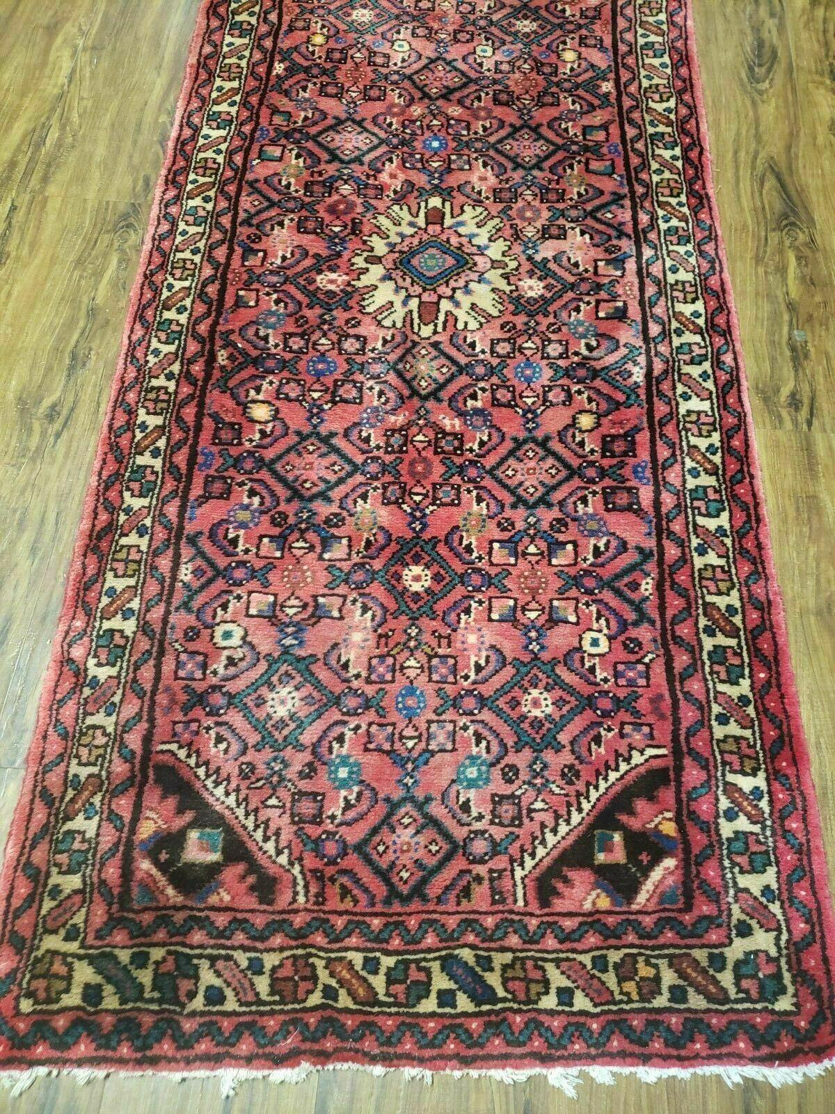 Persian Hamadan Runner Rug 2.8 x 14, Red, Vintage Handmade Wool Runner Rug - Jewel Rugs, view 8