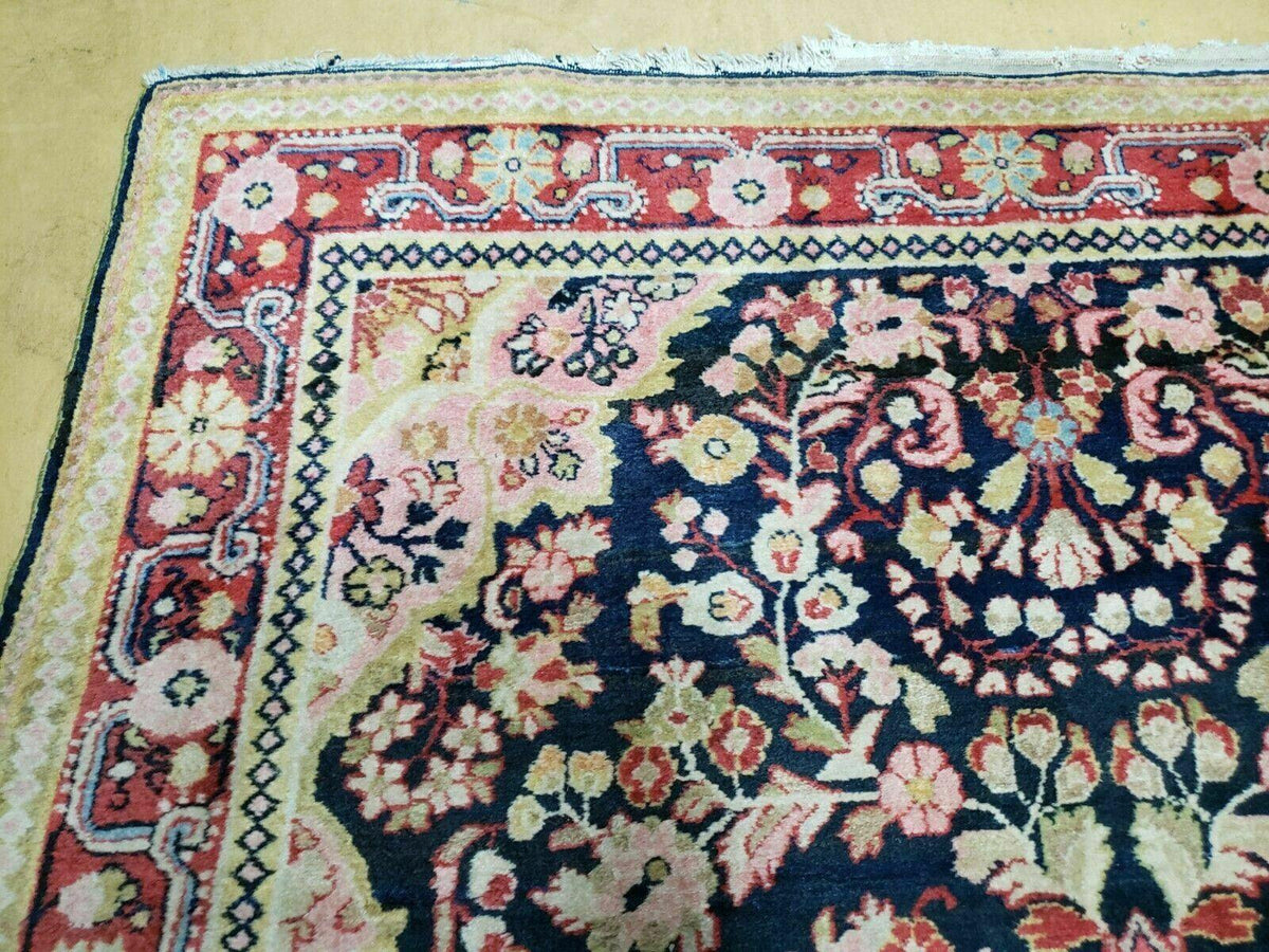 4' X 6' Antique Handmade India Floral Oriental Wool Rug Carpet Organic Blue - Jewel Rugs, view 6