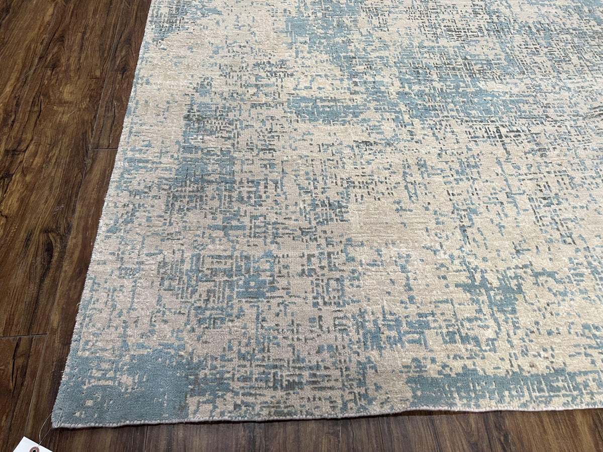 Modern Tibetan Rug 5x8 ft Light Blue and Gray Carpet, Contemporary Wool Rug, Handmade Nepali Rug, Raised Pattern, Tibet Area Rug, Nepal Rug - Jewel Rugs, view 9