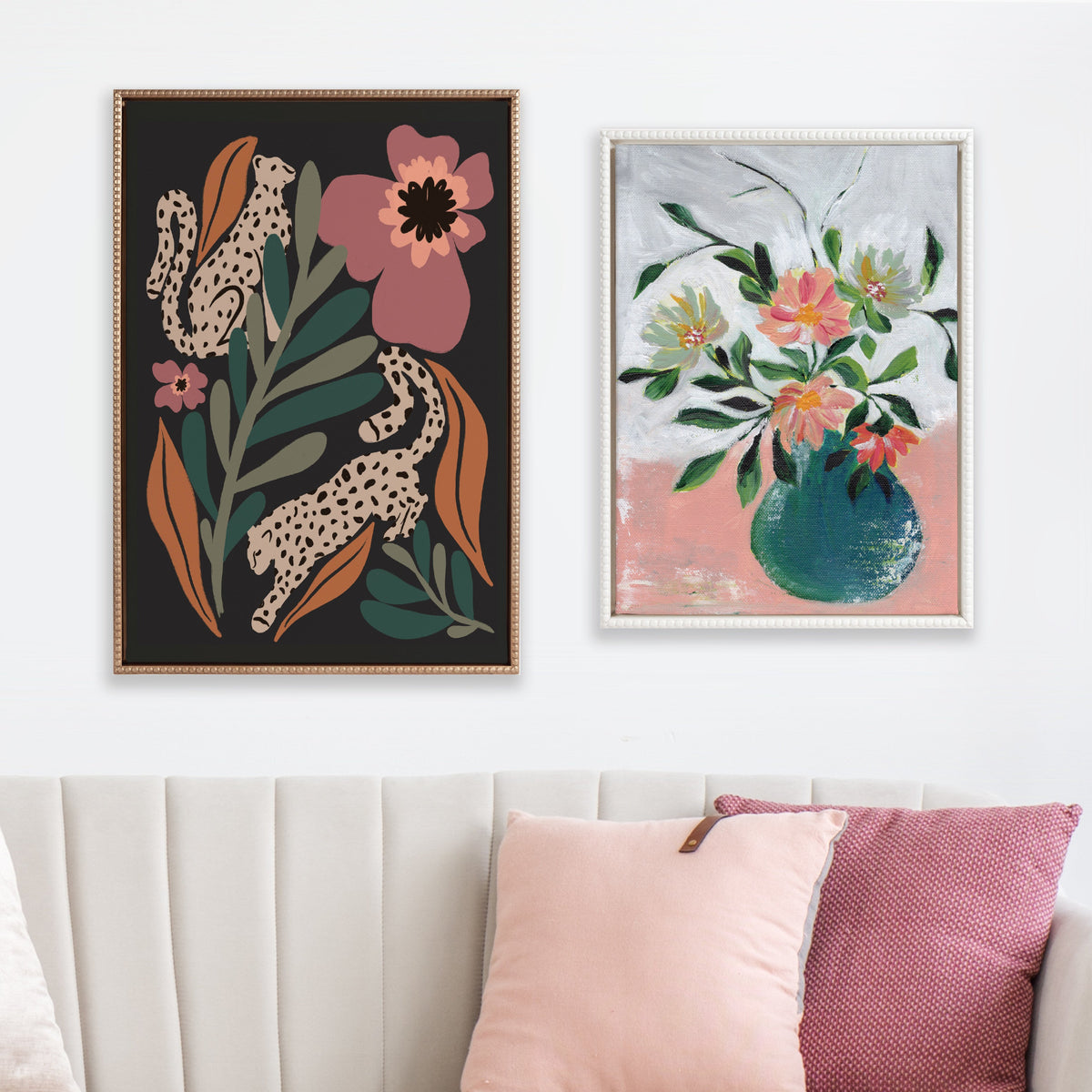 Sylvie Beaded Wild Garden Framed Canvas by Oris Eddu