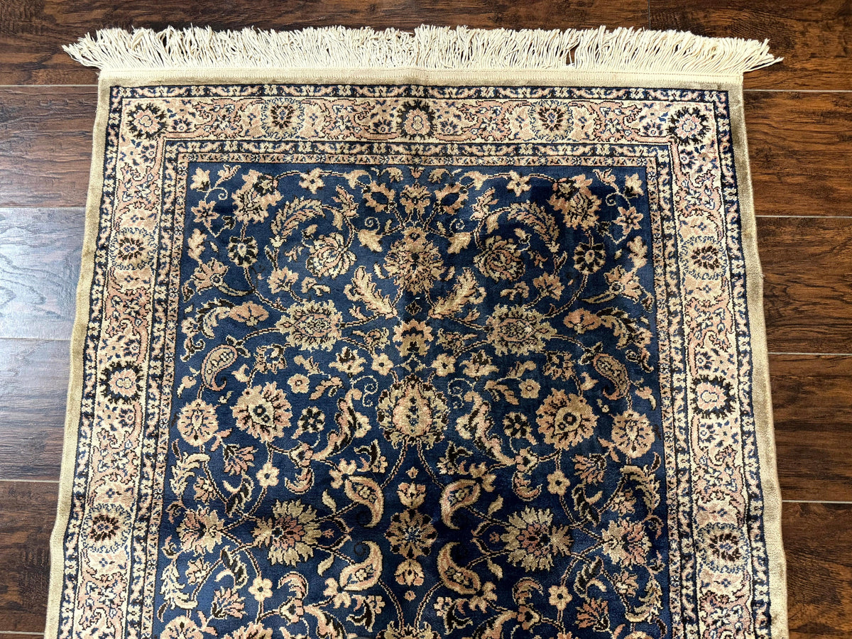 Vintage Art Silk Rug 3x4, Traditional Oriental Persian Design Rug, Belgium Power Loomed Rug, Navy Blue - Jewel Rugs, view 4