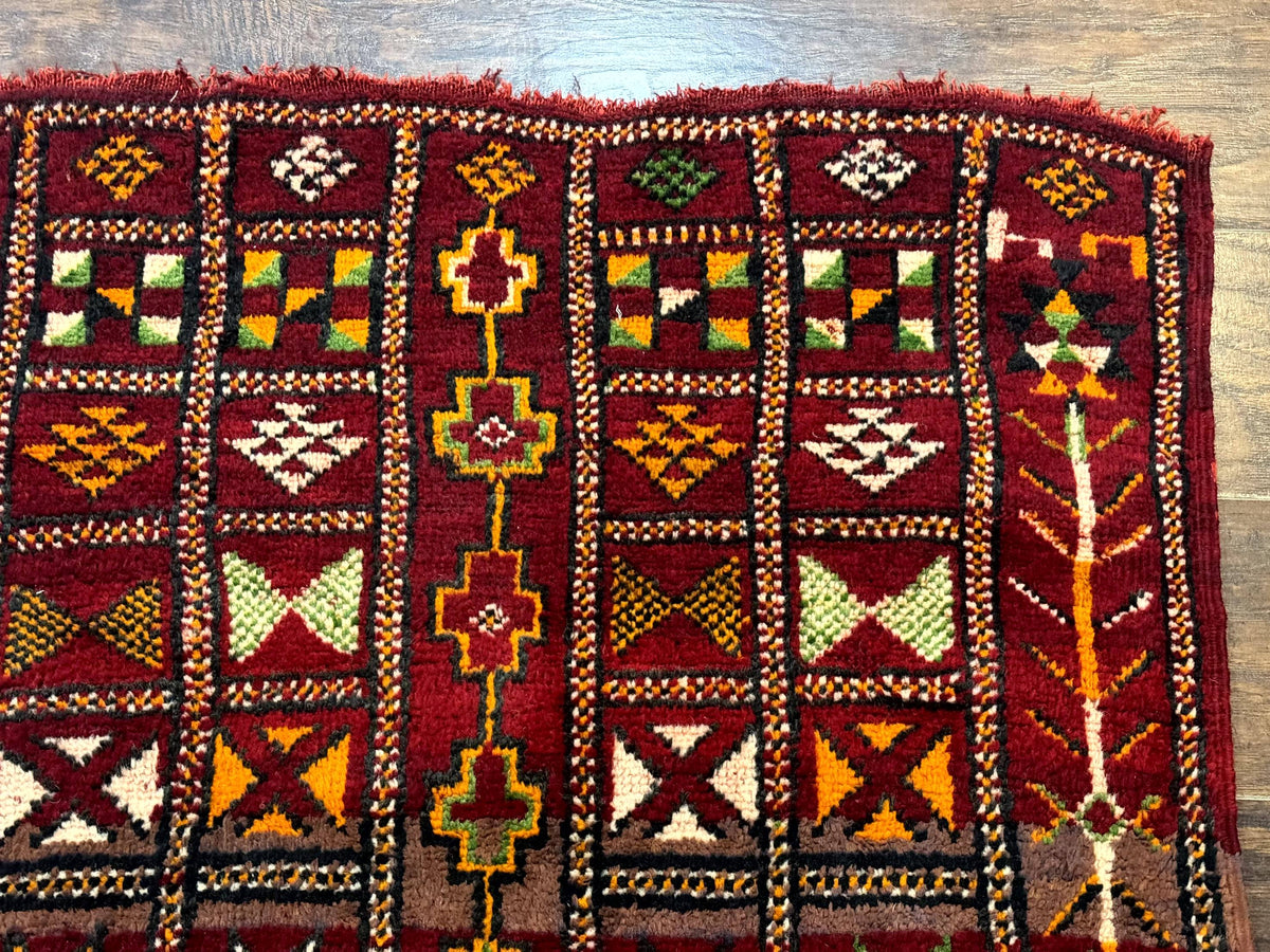 Moroccan Berber Tribal Rug 3x5, Geometric Area Rug, Red Orange Brown - Jewel Rugs, view 7