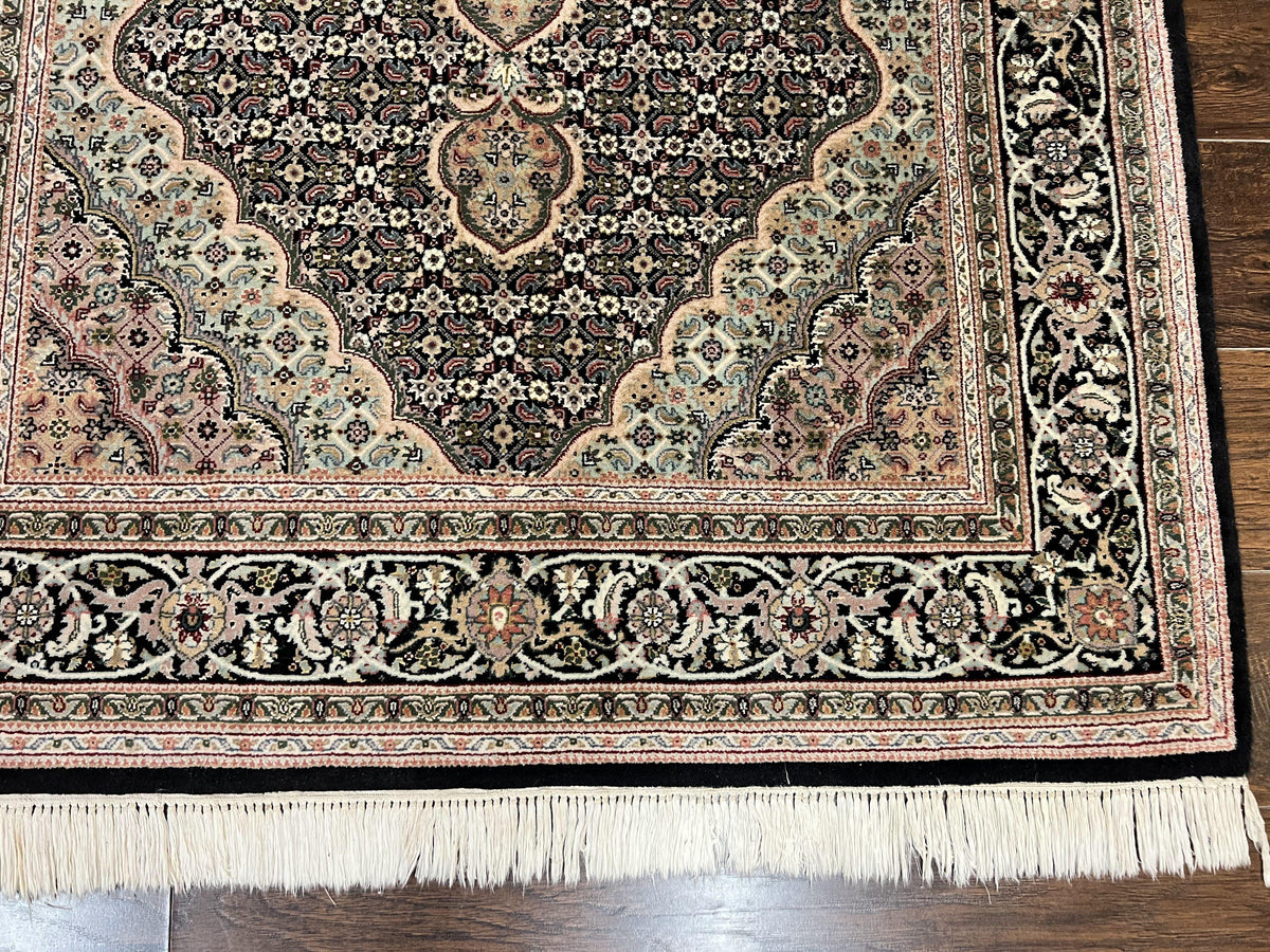 Sino Persian Rug 4x6, Fine Hand Knotted Carpet, Black, Wool, Vintage Rug 4 x 6, Herati Mahi, 300 KPSI - Jewel Rugs, view 10