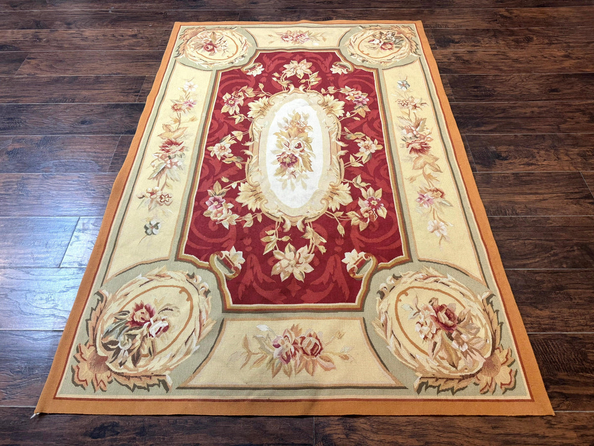 Aubusson Rug 4x6, Red, Floral, European Design, Vintage, Wool - Jewel Rugs, view 2