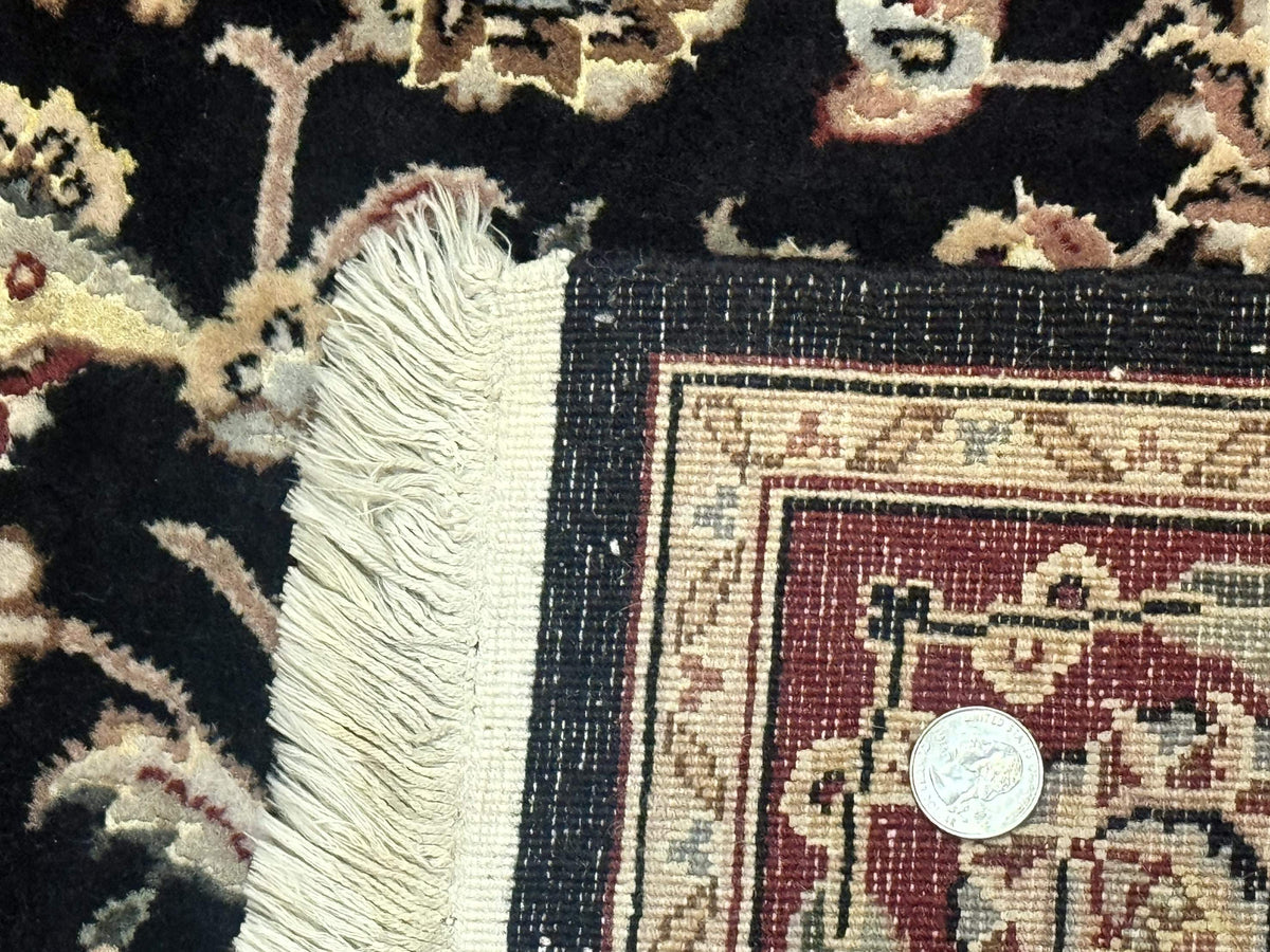 Pak Persian Rug 4x6, Black and Burgundy, Floral Allover, Wool and Silk - Jewel Rugs, view 11