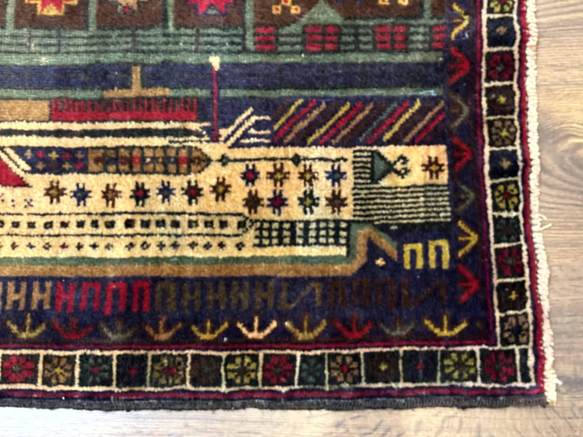 Balouch Rug 3x5, Afghan Carpet, City Pictorial - Jewel Rugs, view 9
