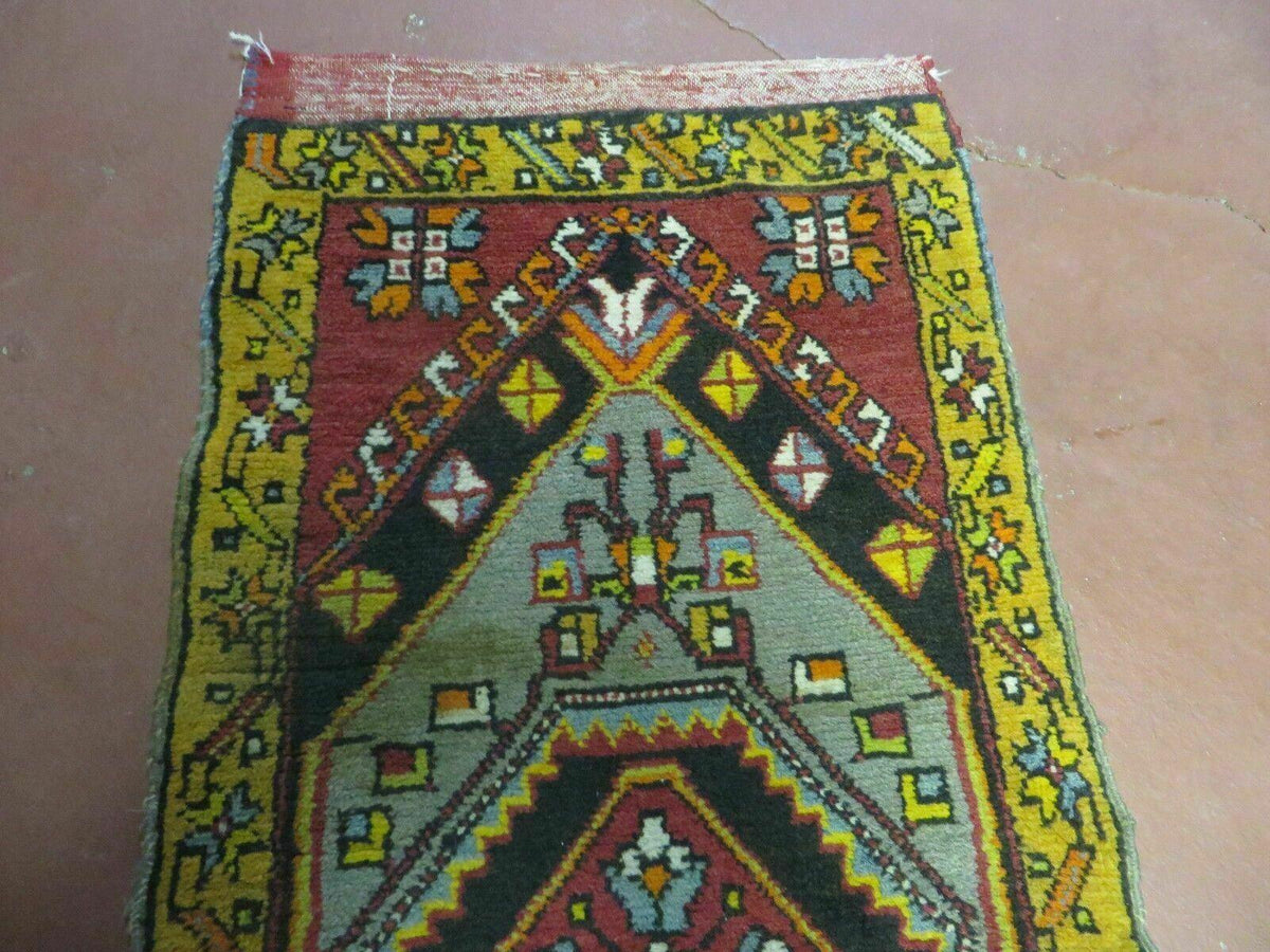 19" X 42" Antique Handmade Turkish Colorful Oushak Oshak Yastik Wool Rug Mat - Jewel Rugs, view 4