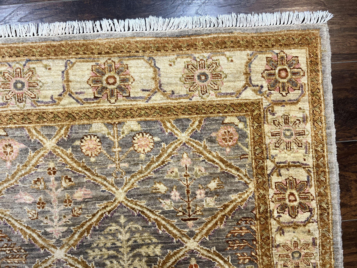 Pakistani Peshawar Rug 3.6 x 5, Safavieh Wool Handmade Hand Knotted Vintage Rug, Panel Design Oriental Carpet, Pair C - Jewel Rugs, view 8